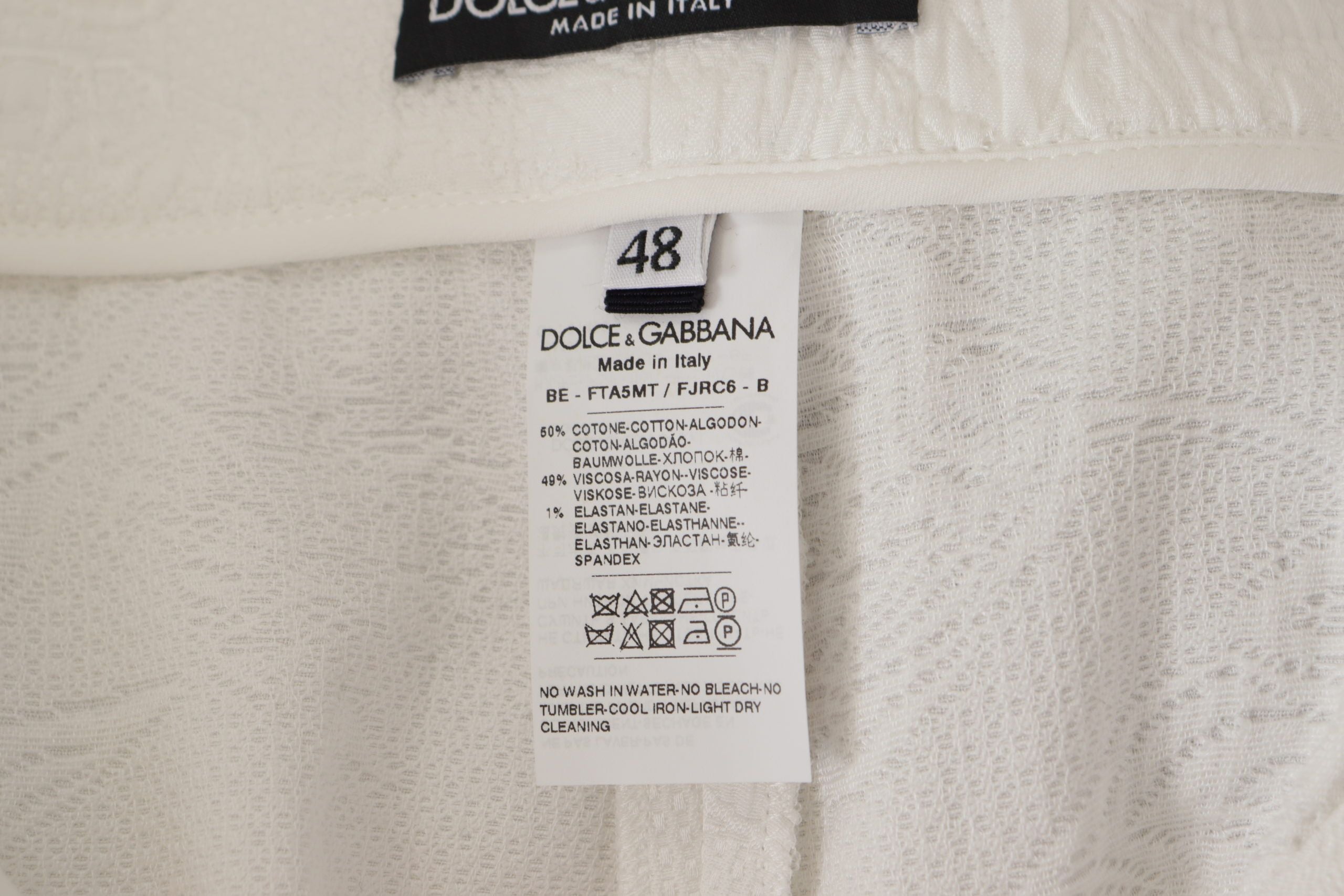 Бели памучни панталони с висока талия Dolce & Gabbana
