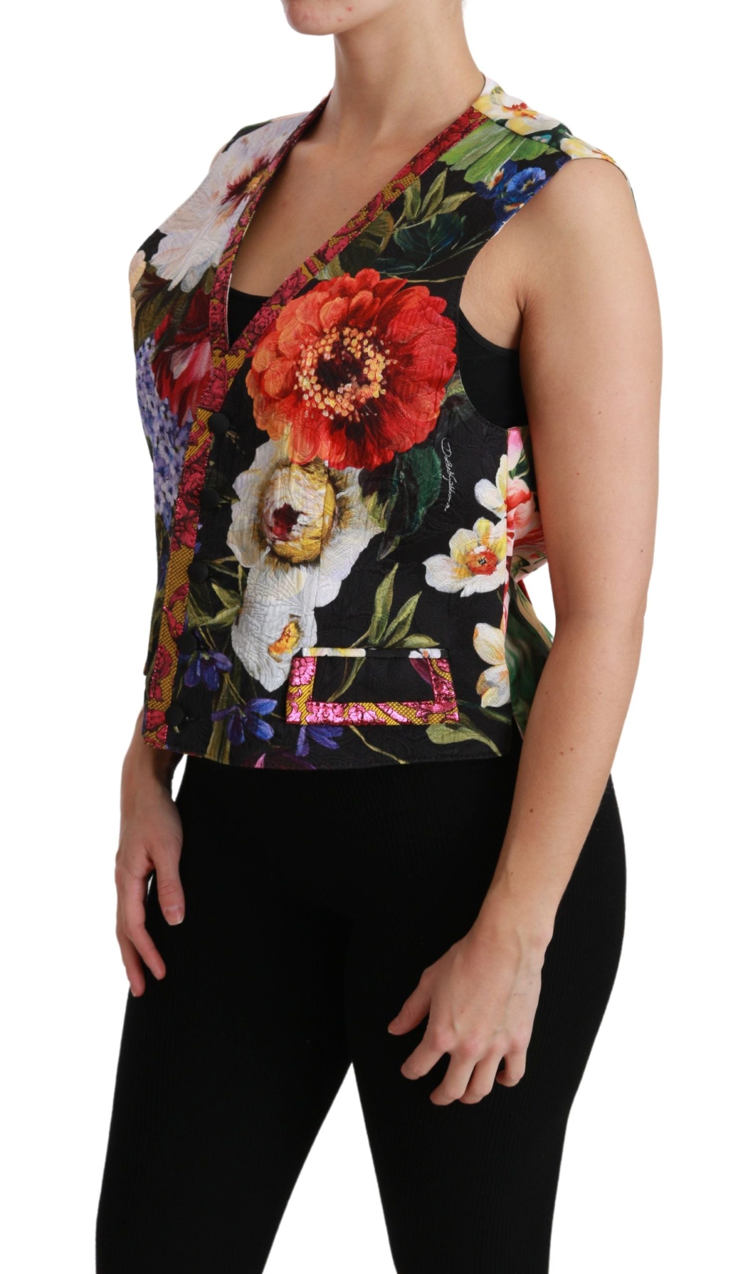 Dolce & Gabbana Multicolor Brocade Floral Sleeveless Vest