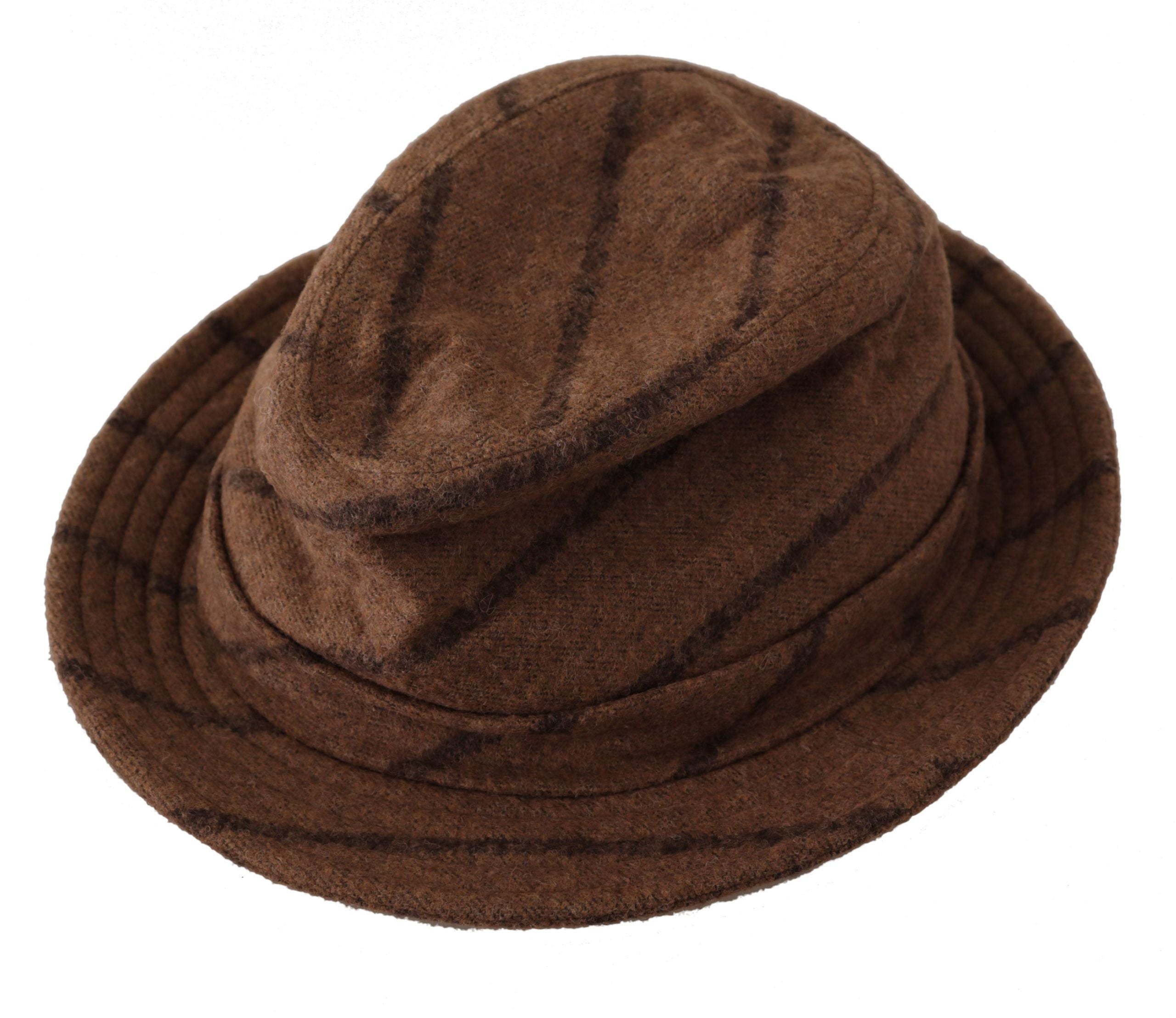 Dolce & Gabbana кафява лятна шапка Fedora с принт на райета