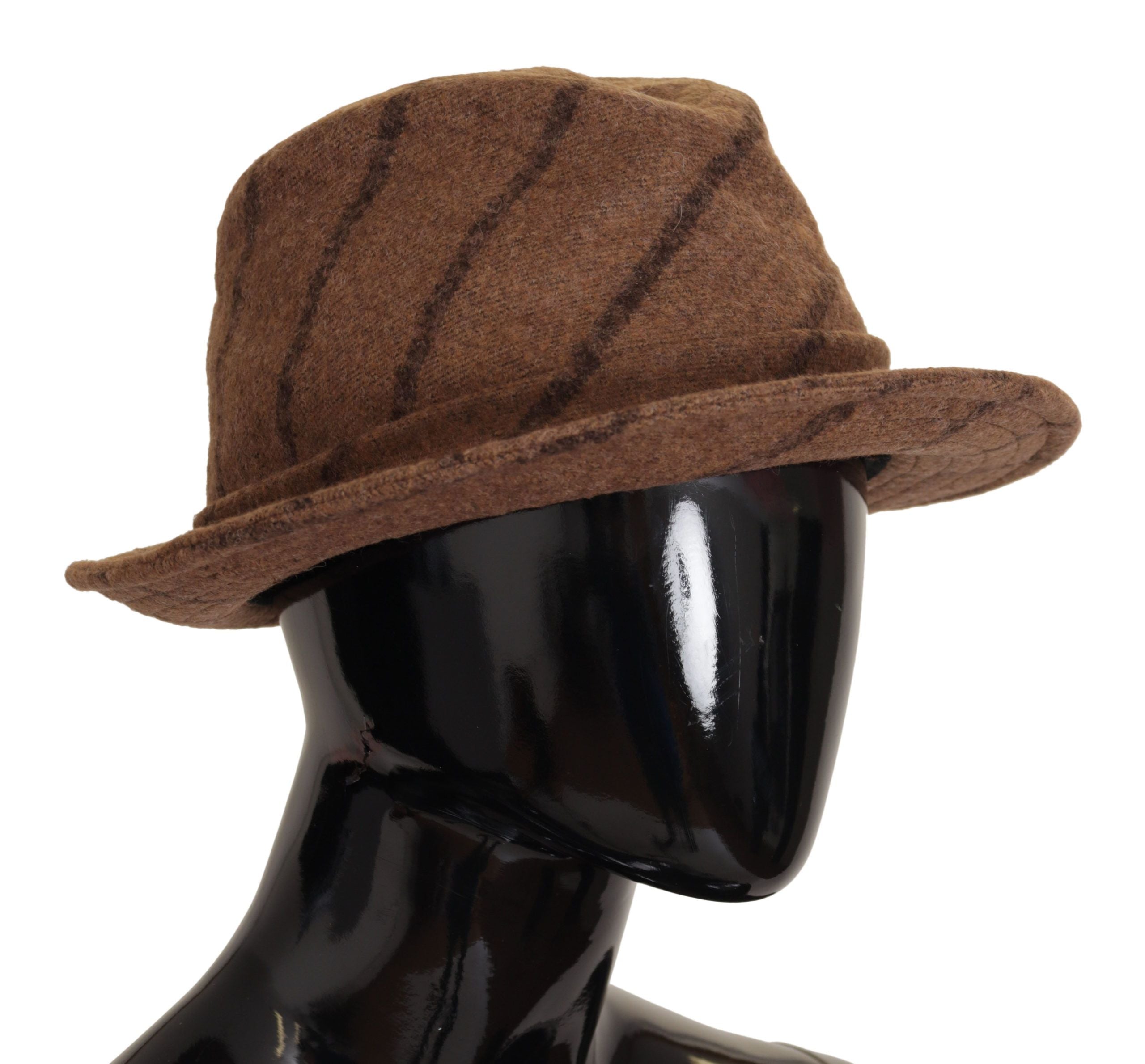 Dolce & Gabbana кафява лятна шапка Fedora с принт на райета