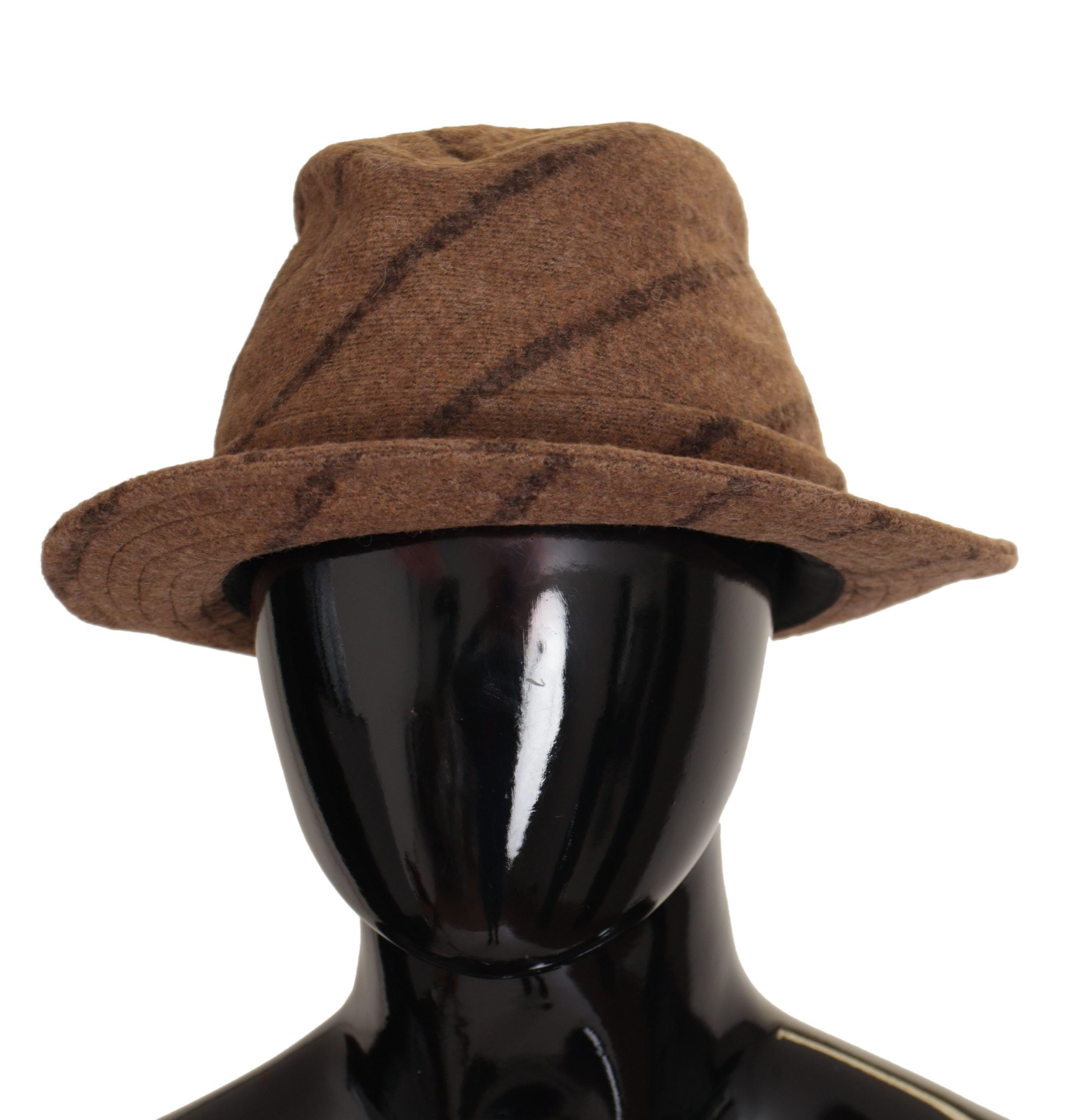 Dolce & Gabbana кафява лятна шапка Fedora с принт на райета