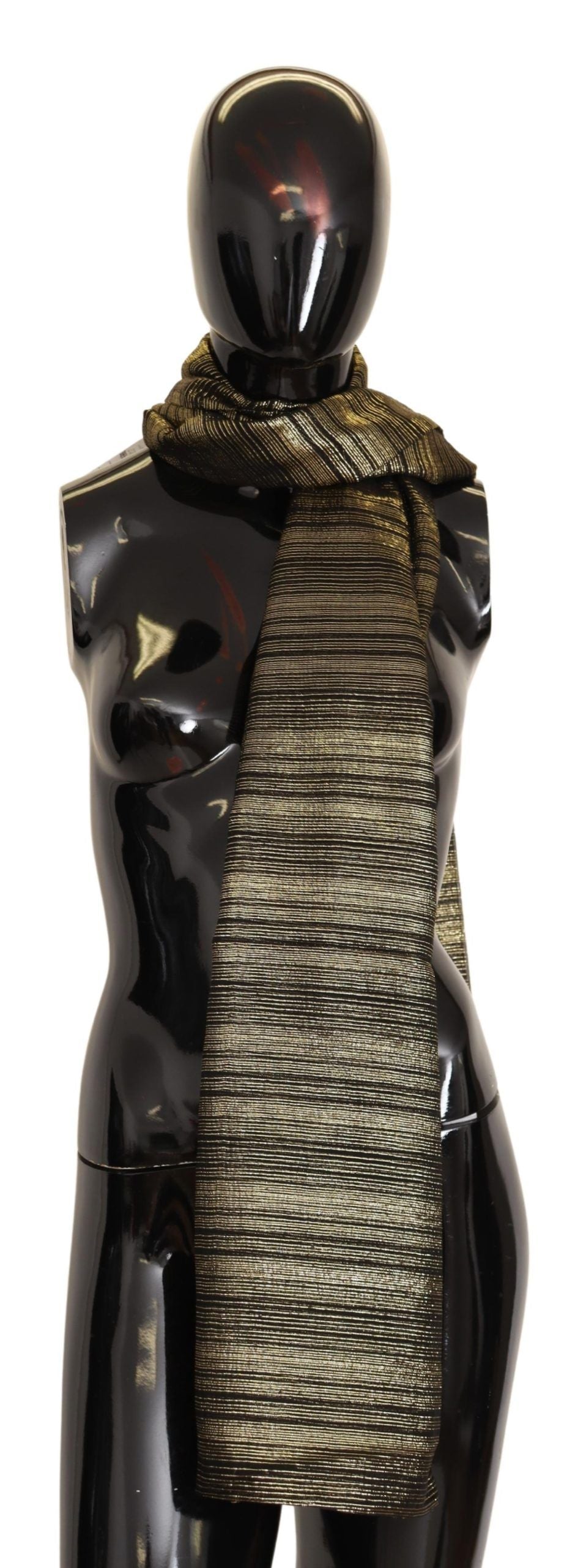 Dolce & Gabbana Metallic Gold Silk Stretch Shal Wrap Scarf