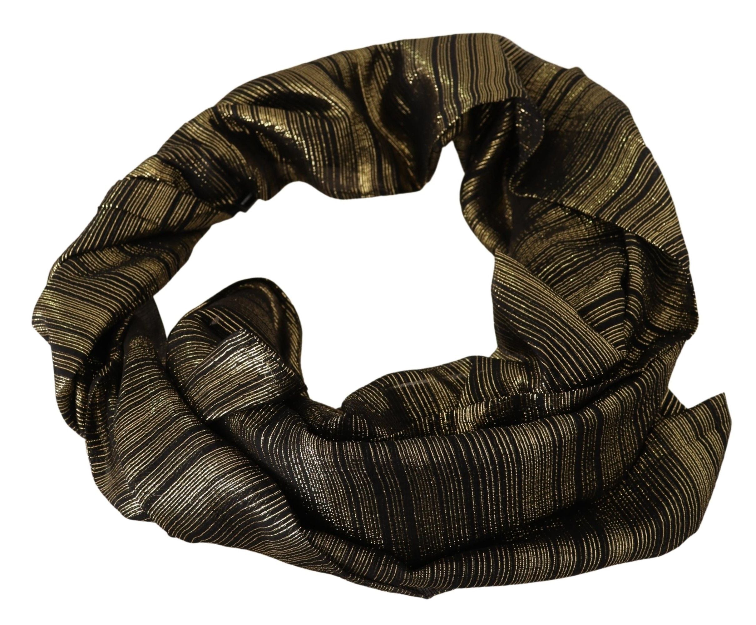 Dolce & Gabbana Metallic Gold Silk Stretch Shal Wrap Scarf