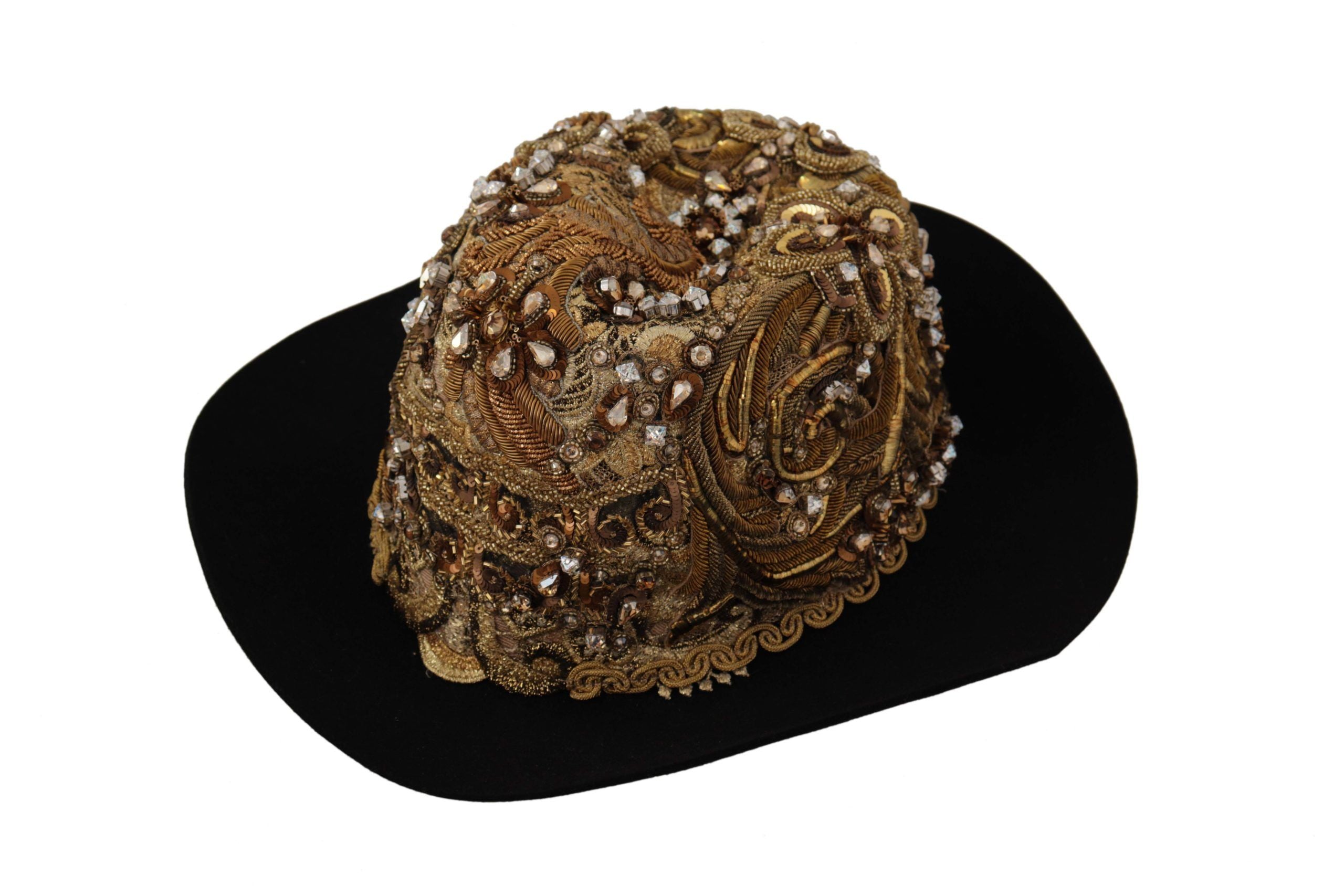 Dolce & Gabbana Elegant Black Gold Studded Fedora