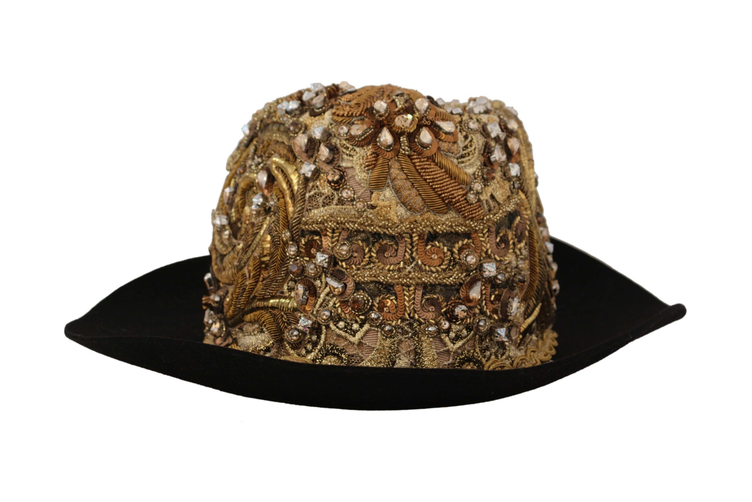 Dolce & Gabbana, украсена със злато кристална шапка Fedora, бродирана с кристали
