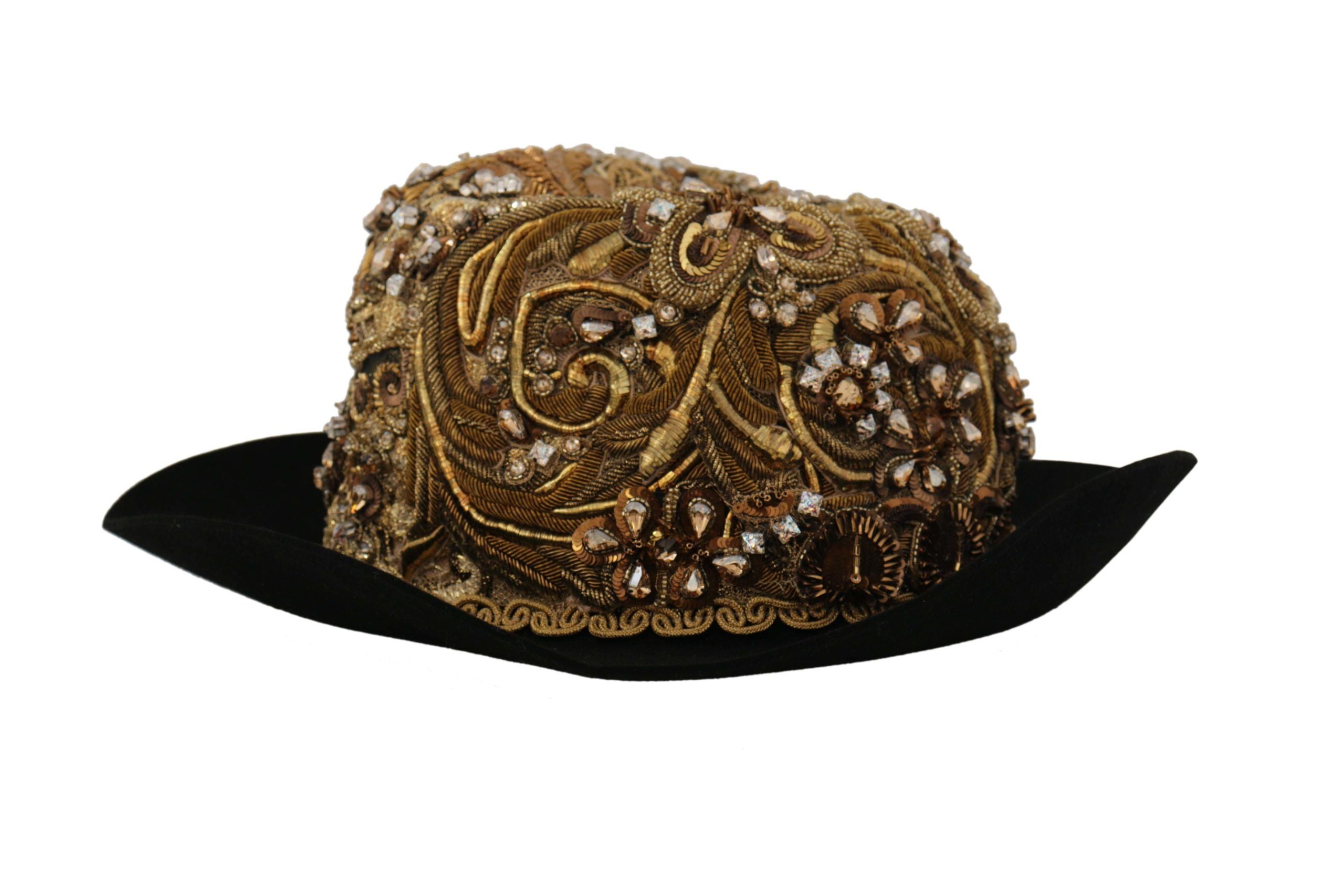 Dolce & Gabbana, украсена със злато кристална шапка Fedora, бродирана с кристали