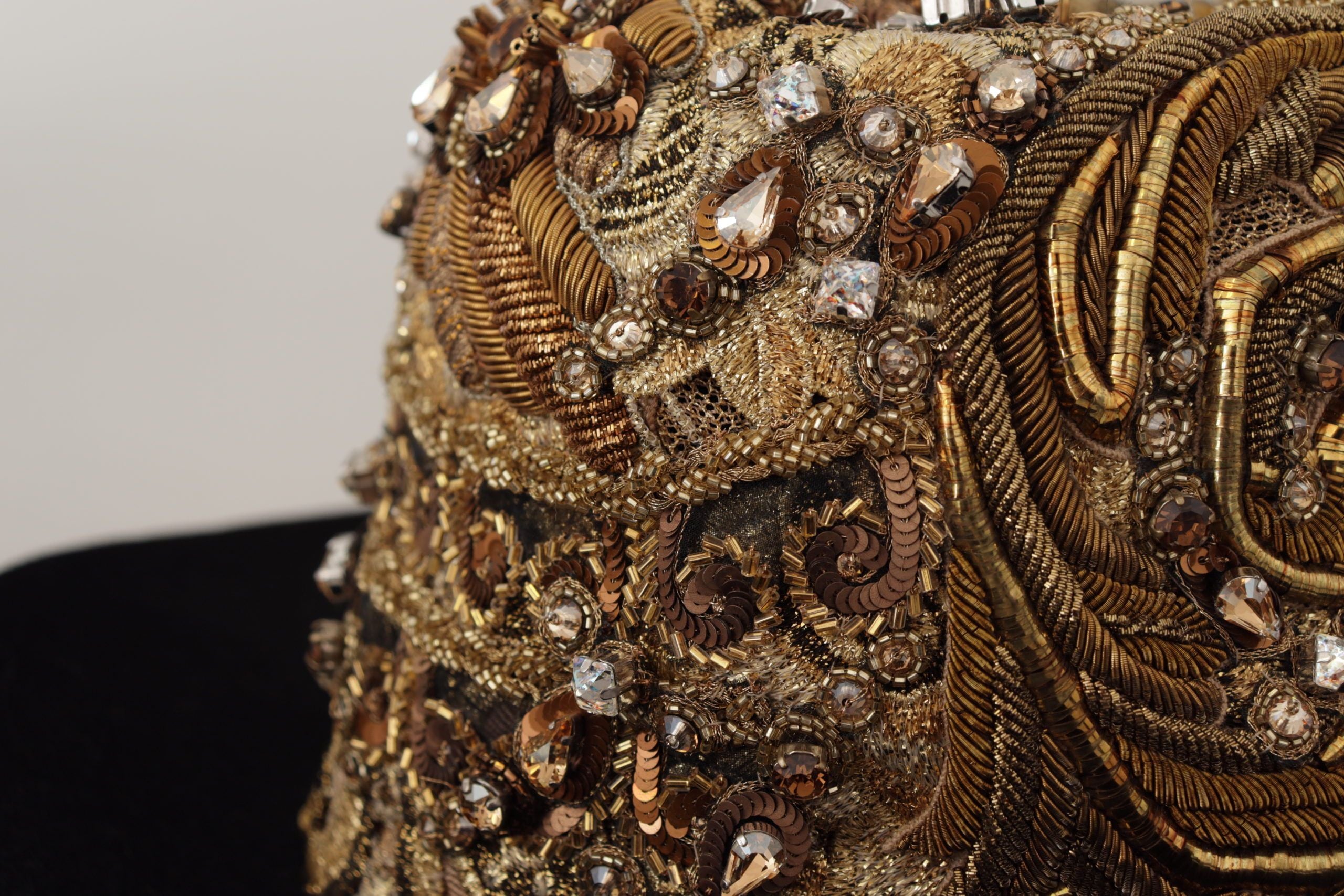 Dolce & Gabbana Elegant Black Gold Studded Fedora