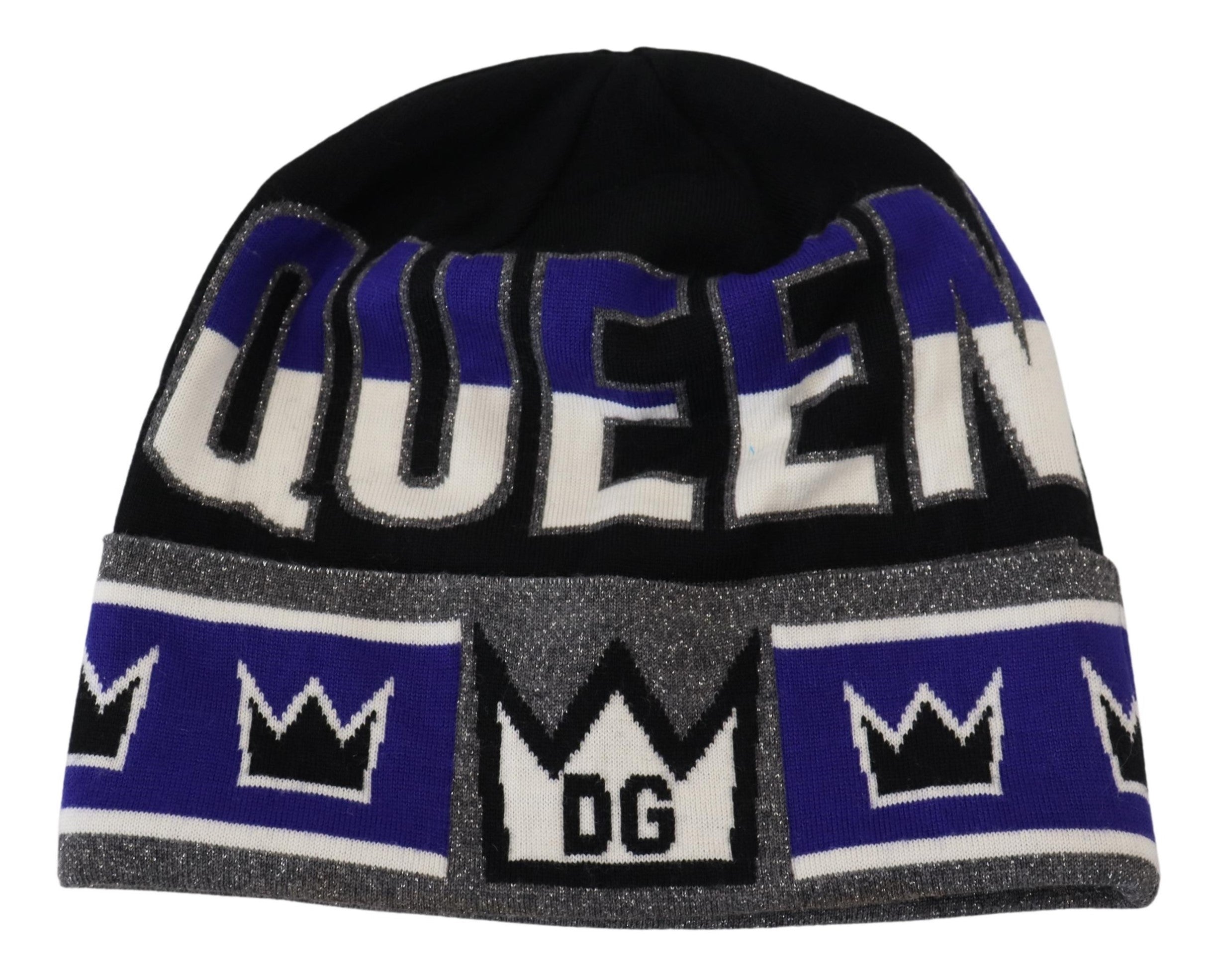 Dolce & Gabbana Multicolor Wool Blend Beanie with Queen Logo