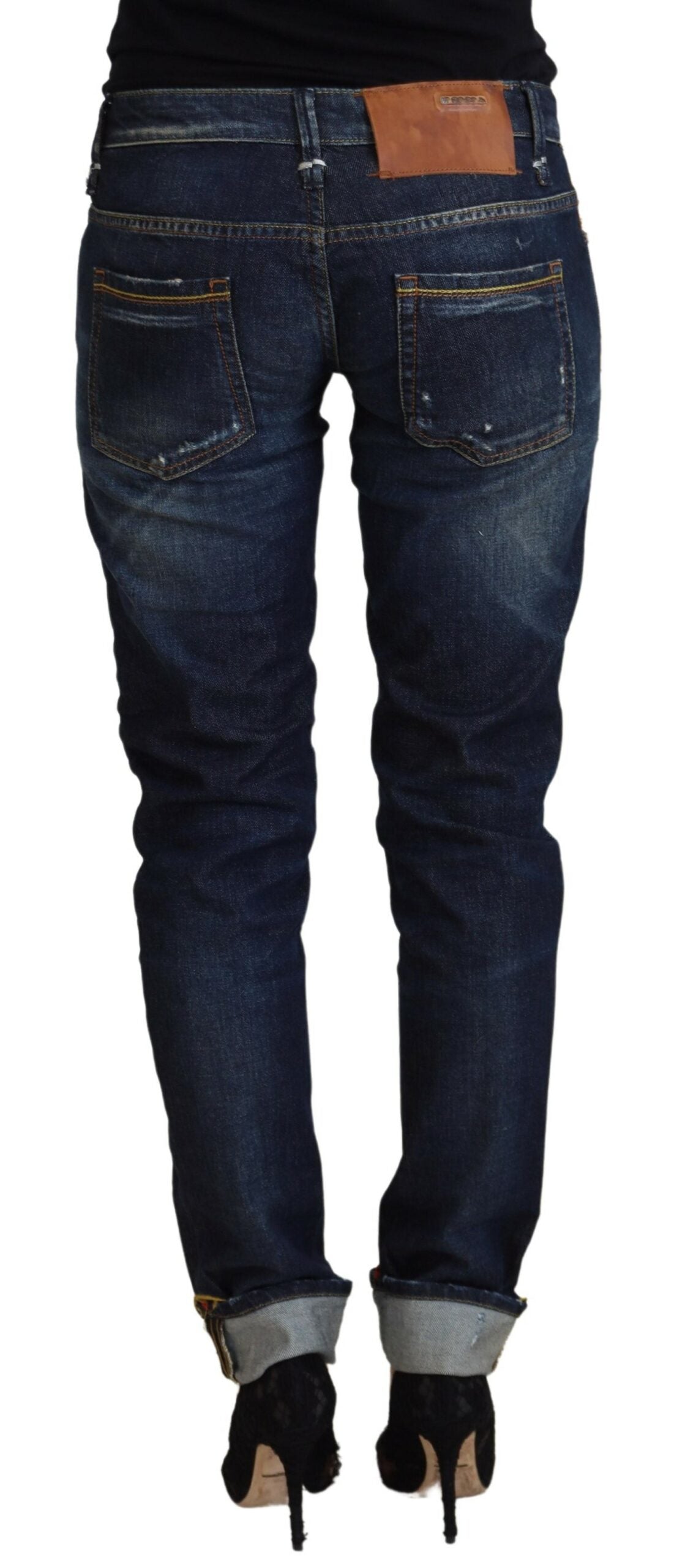 Дамски ежедневни дънки Acht Blue Cotton Slim Fit
