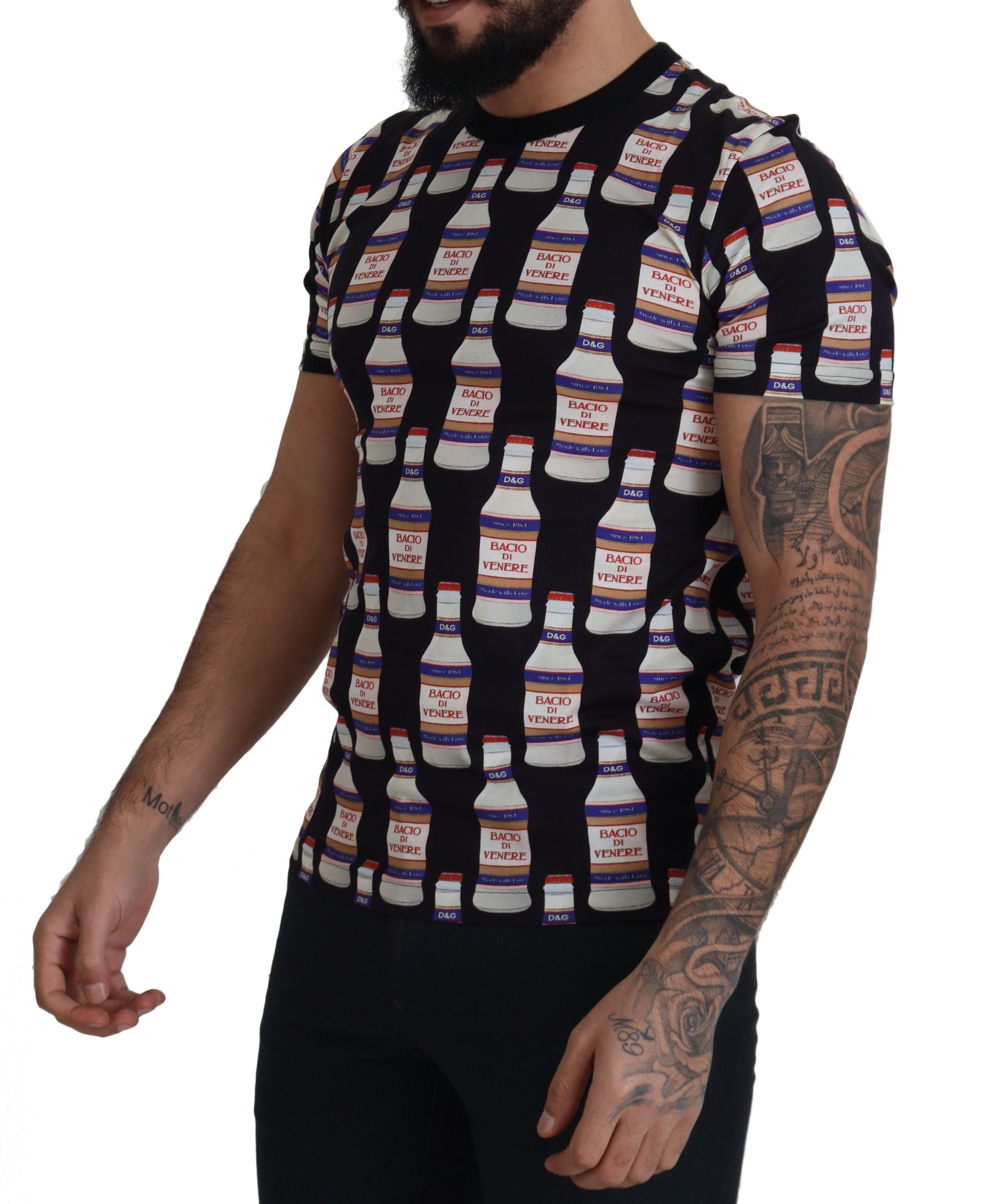 Dolce & Gabbana Черна памучна тениска Bacio Di Venere Cotton Crew