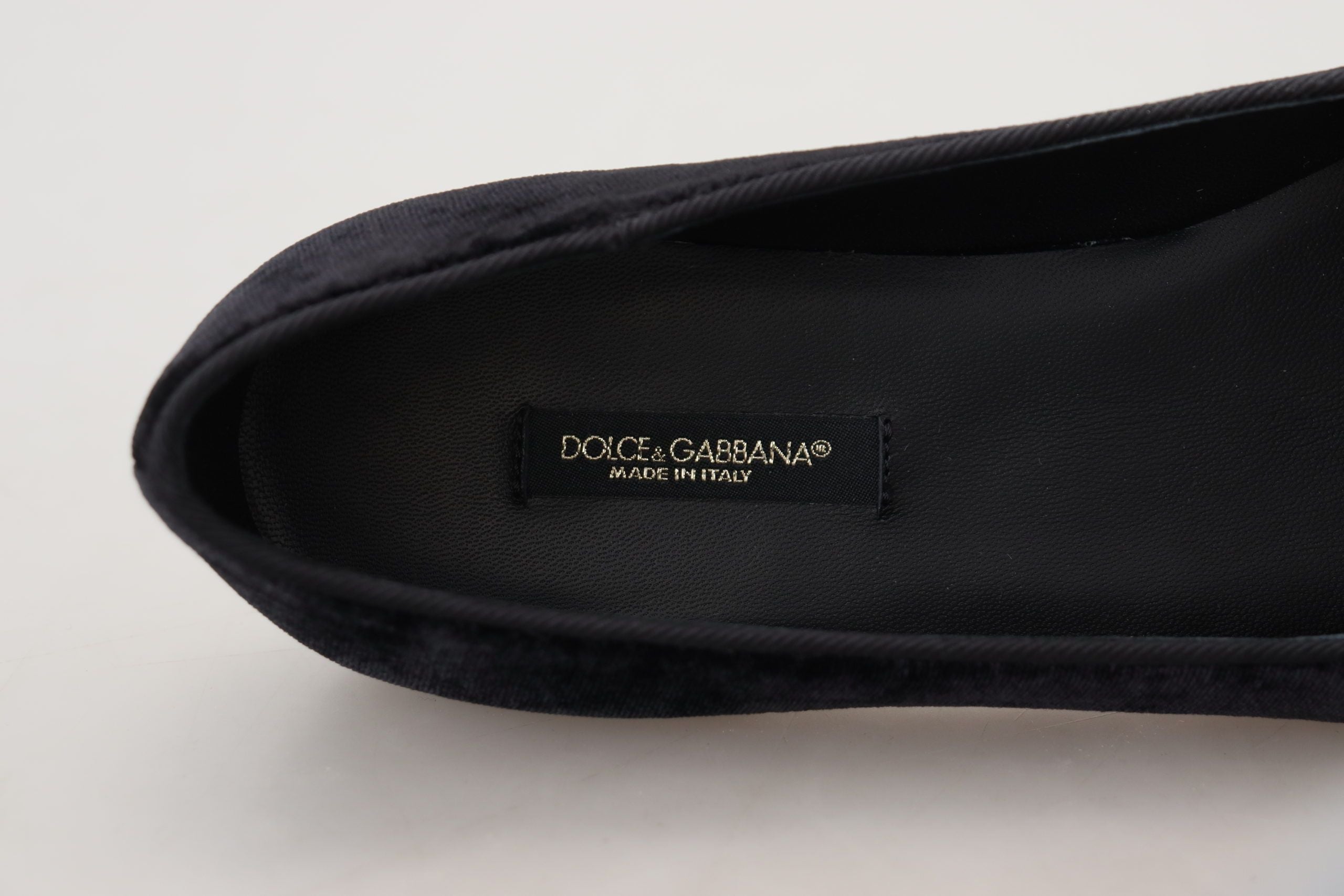 Dolce & Gabbana черни кадифени мокасини с равни обувки