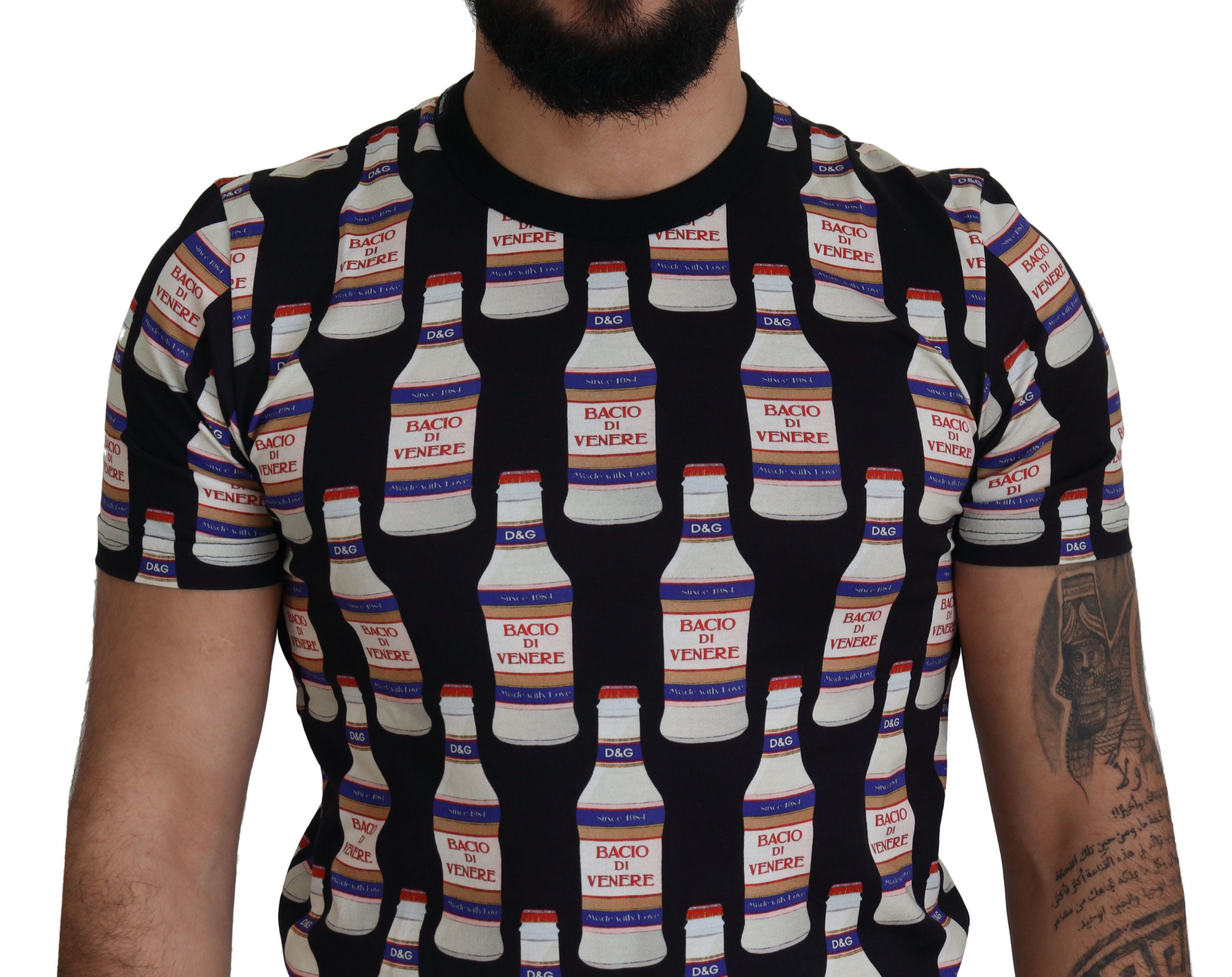 Dolce & Gabbana Черна памучна тениска Bacio Di Venere Cotton Crew