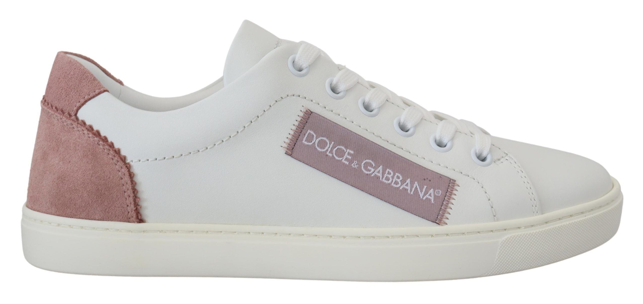 Dolce & Gabbana бели розови кожени ниски кецове обувки