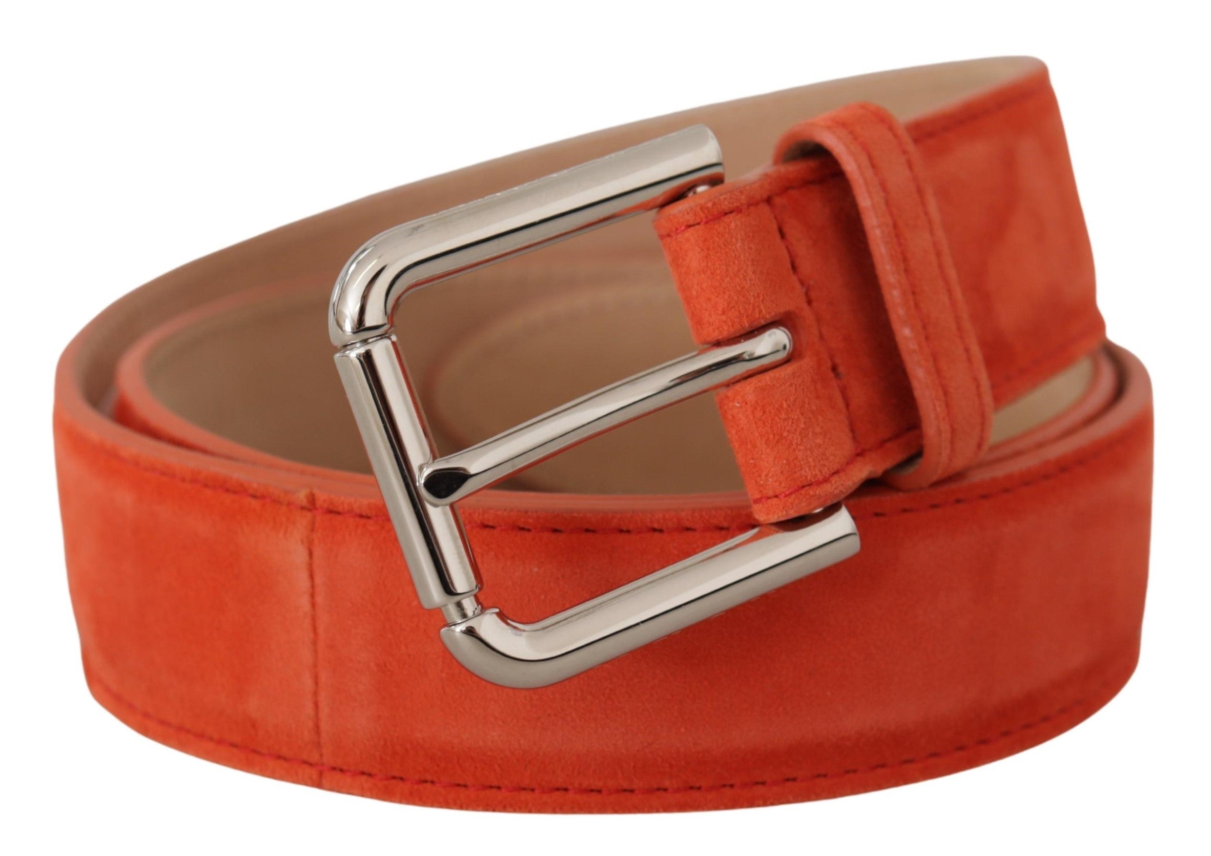 Dolce & Gabbana Elegant Suede Leather Belt in Vibrant Orange