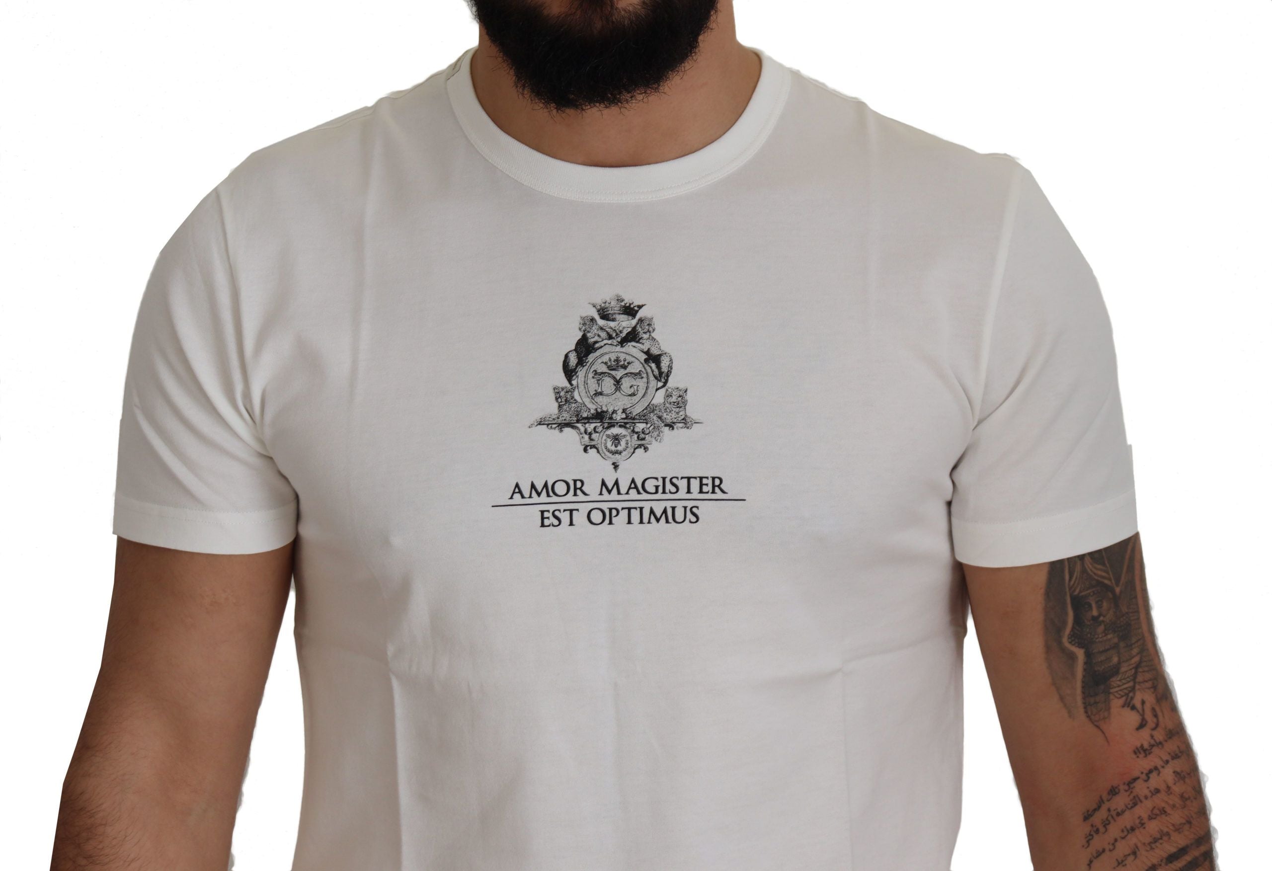 Dolce & Gabbana Бяла тениска с лого Cotton Amor Magister