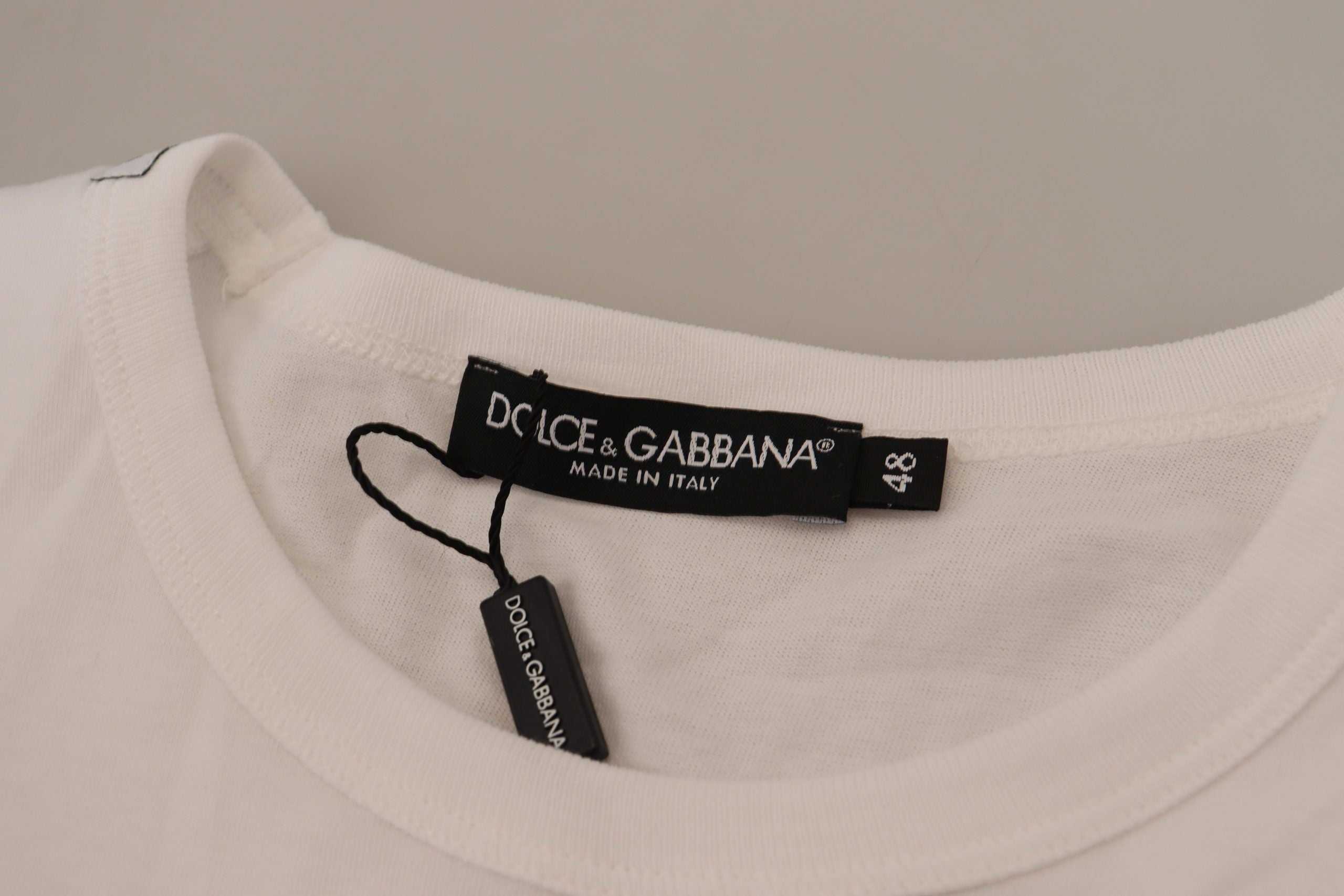 Бяла тениска с джоб и къси ръкави Dolce & Gabbana