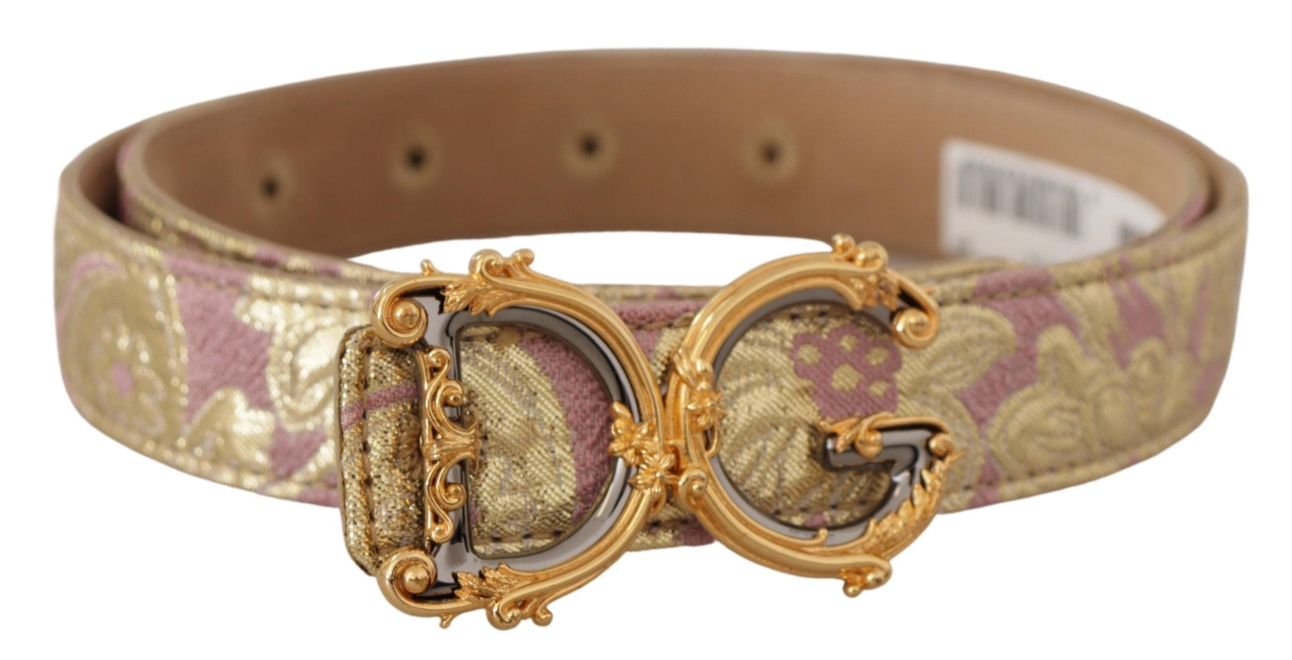 Dolce & Gabbana Chic Gold and Pink Leather Belt