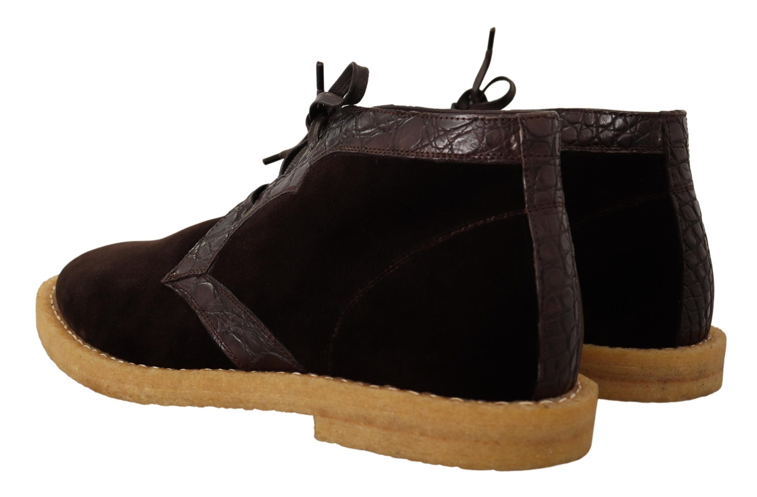 Кожени боти Dolce & Gabbana Exotic Caiman в кафяво