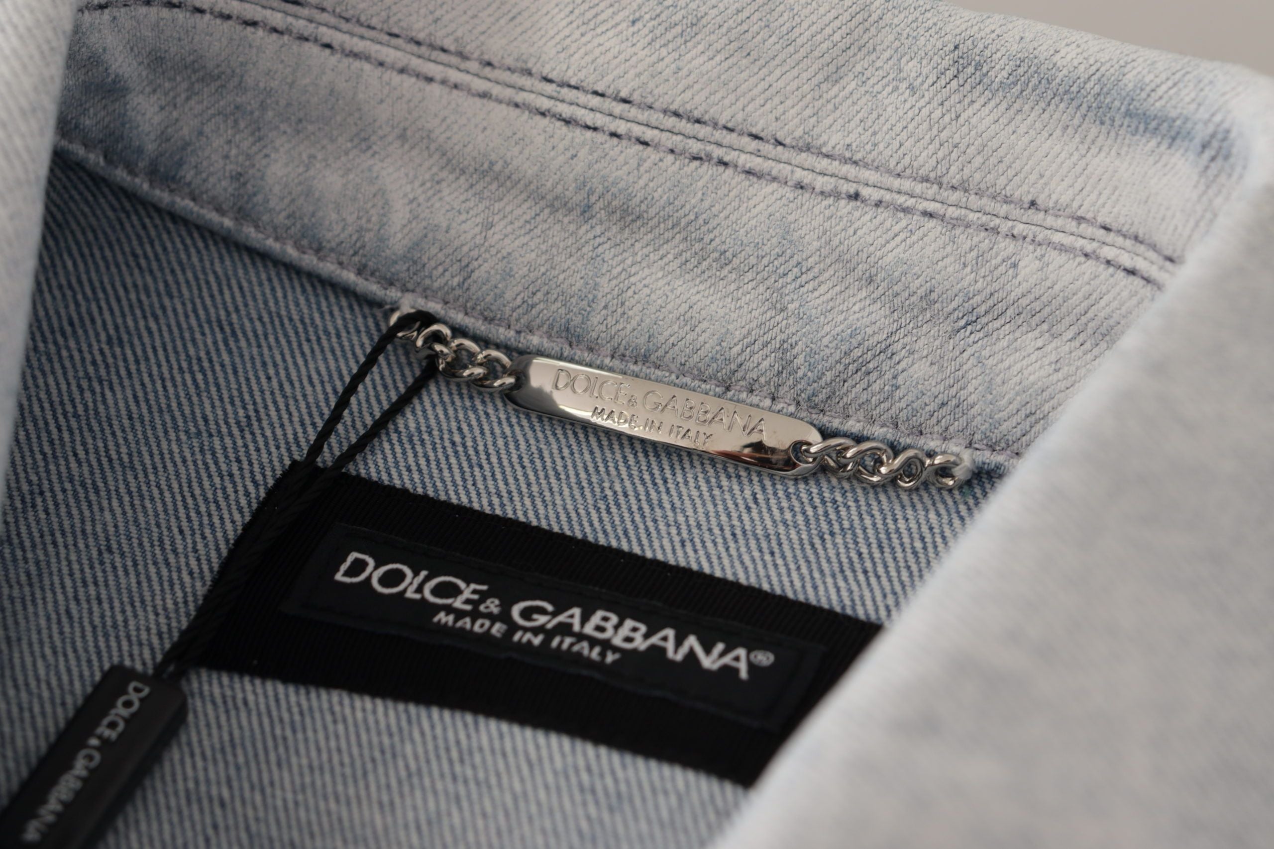 Светло синьо памучно еластично мъжко дънково яке Dolce & Gabbana