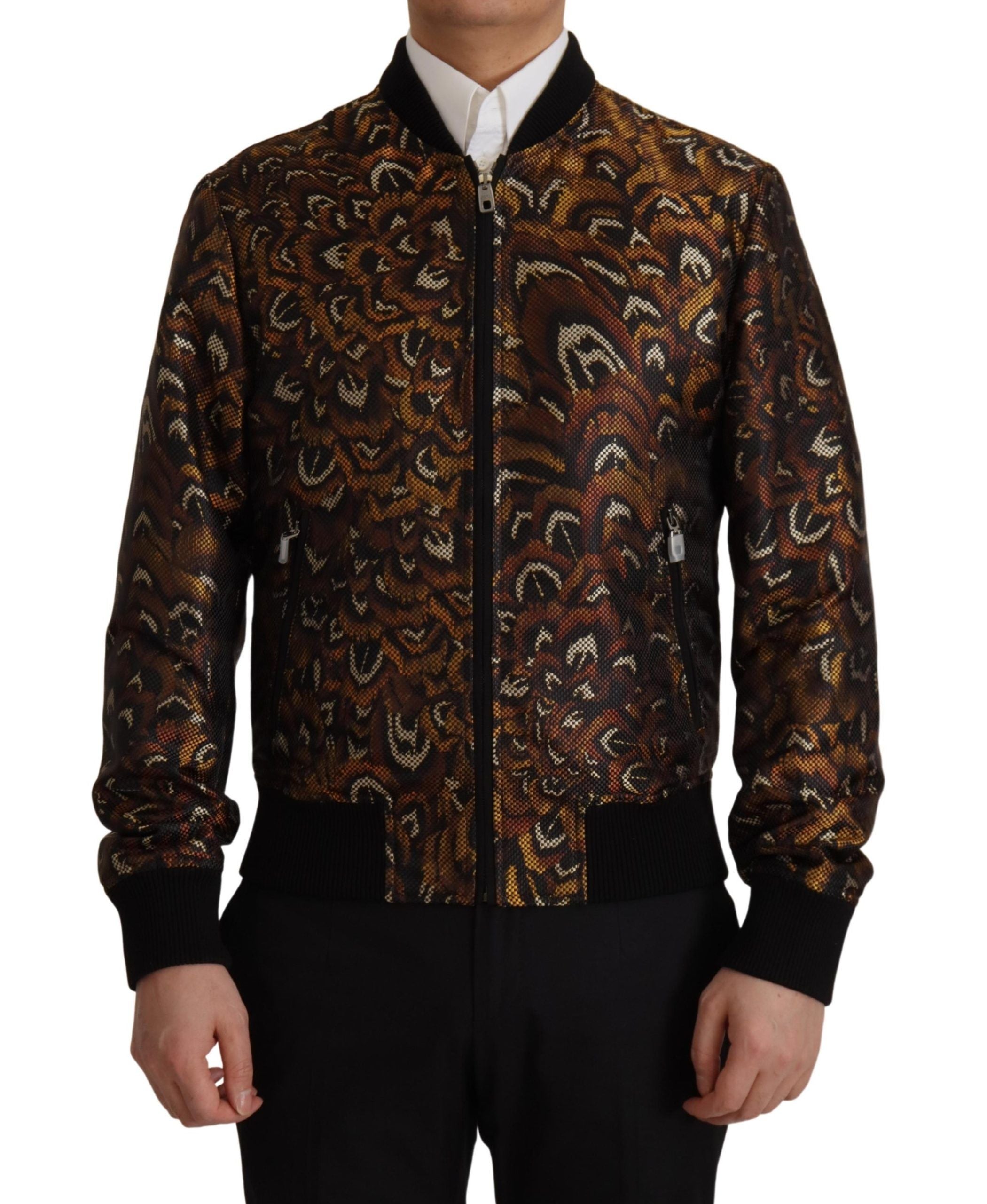 Dolce & Gabbana Кафяво яке с цип и блузон с пера