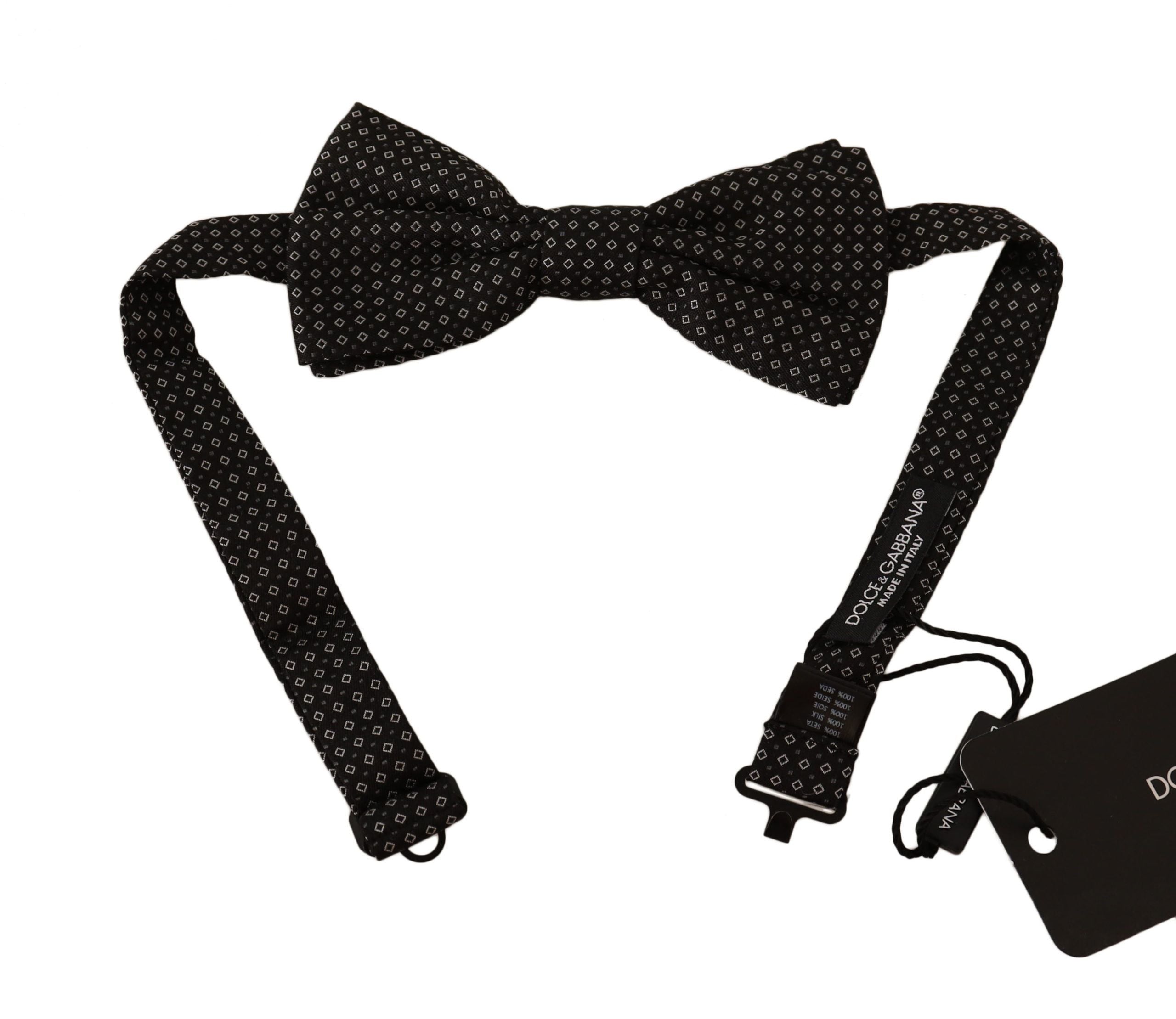 Dolce & Gabbana Elegant Black Patterned Silk Bow Tie