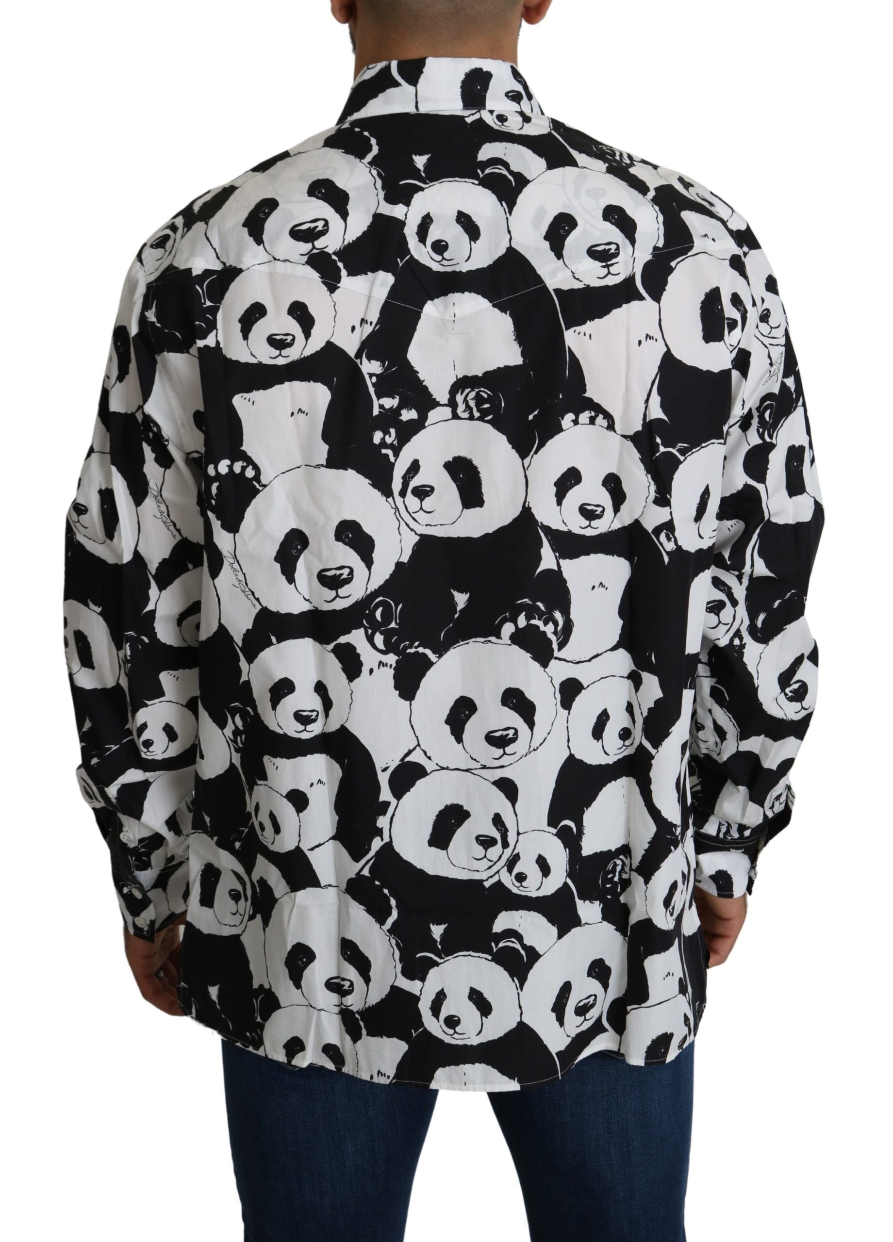 Dolce & Gabbana Black Panda Мъжка ежедневна риза от 100% памук
