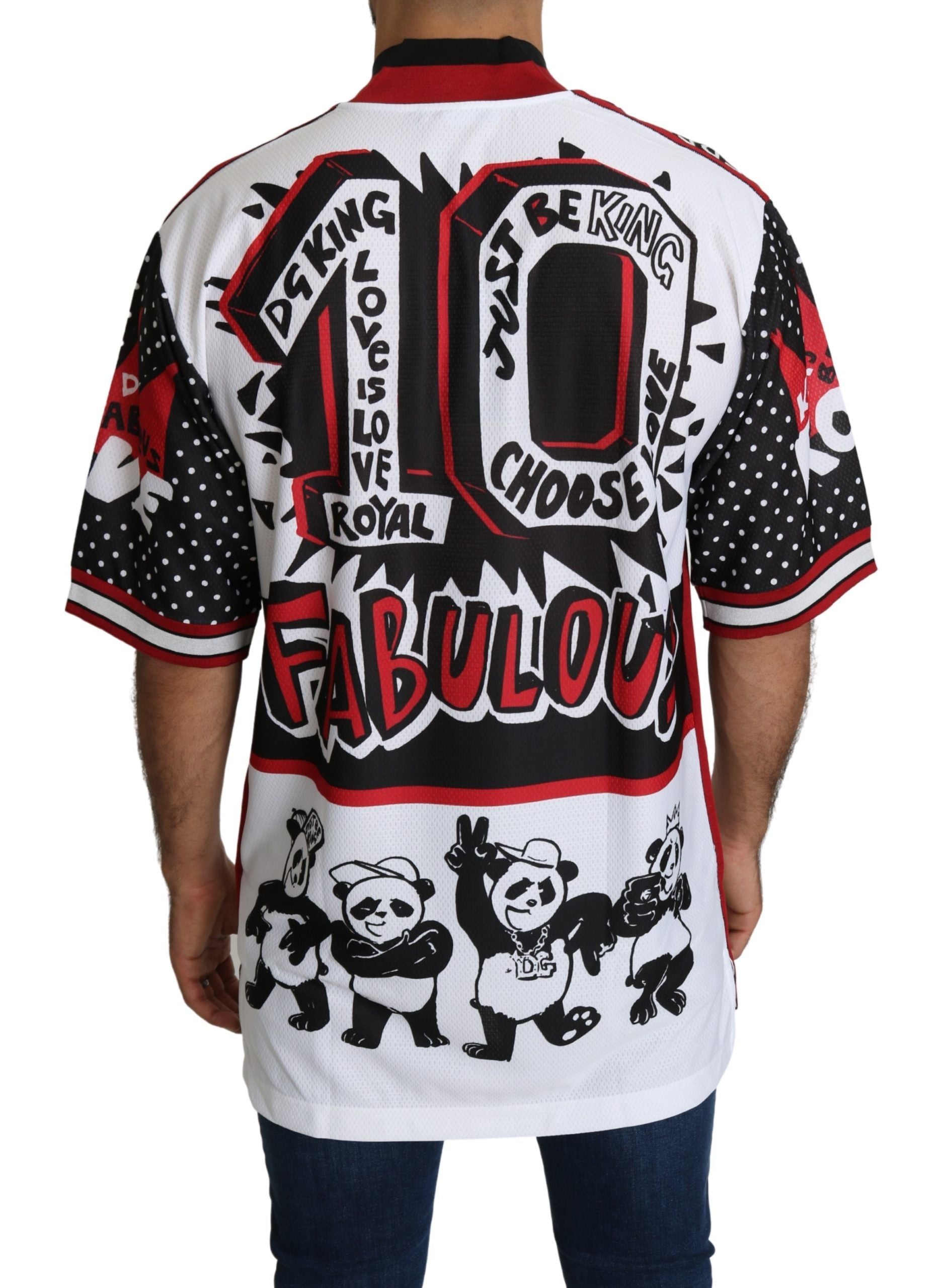 Мъжка тениска Dolce & Gabbana White King Panda от полиестер