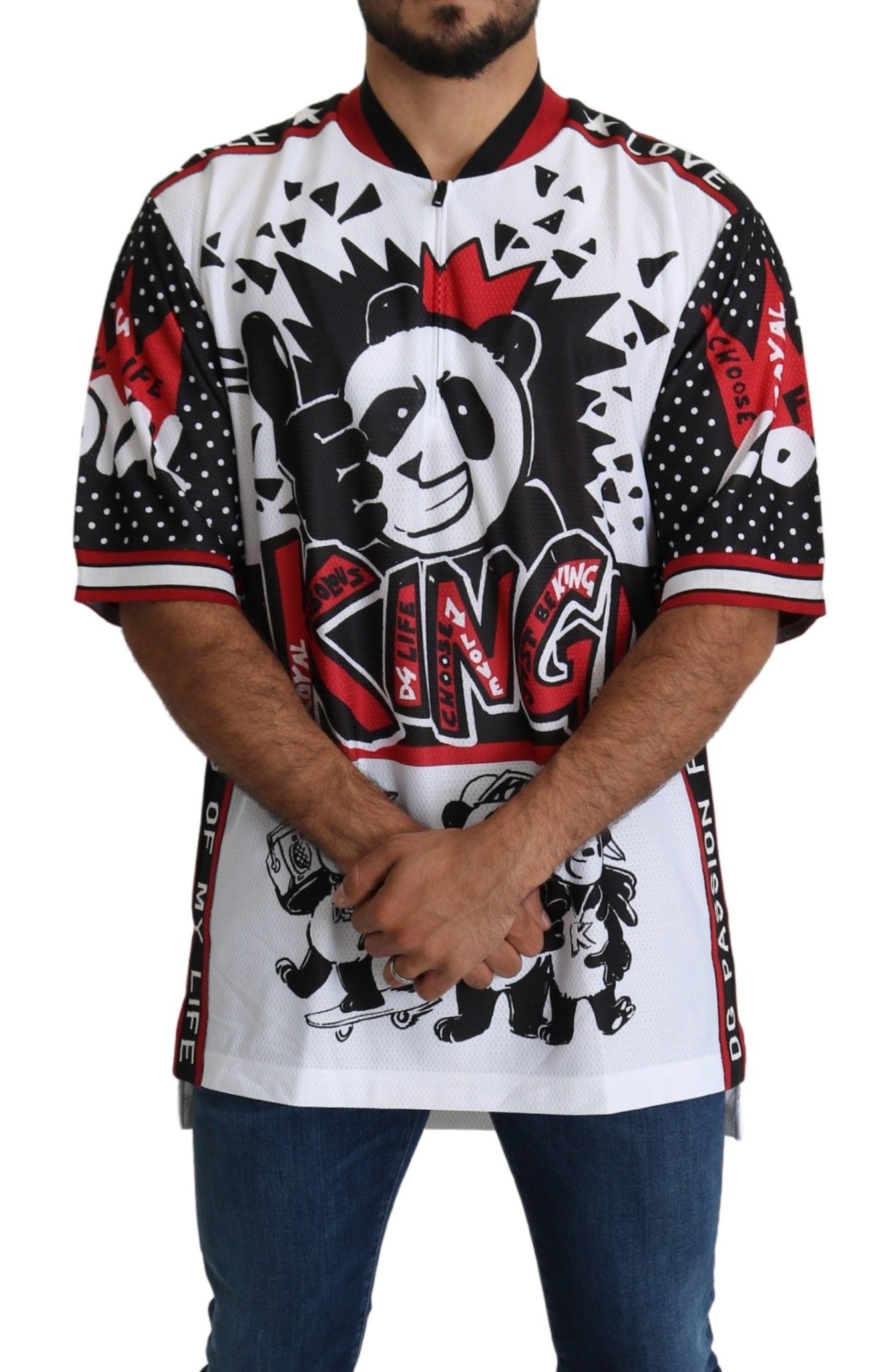 Мъжка тениска Dolce & Gabbana White King Panda от полиестер