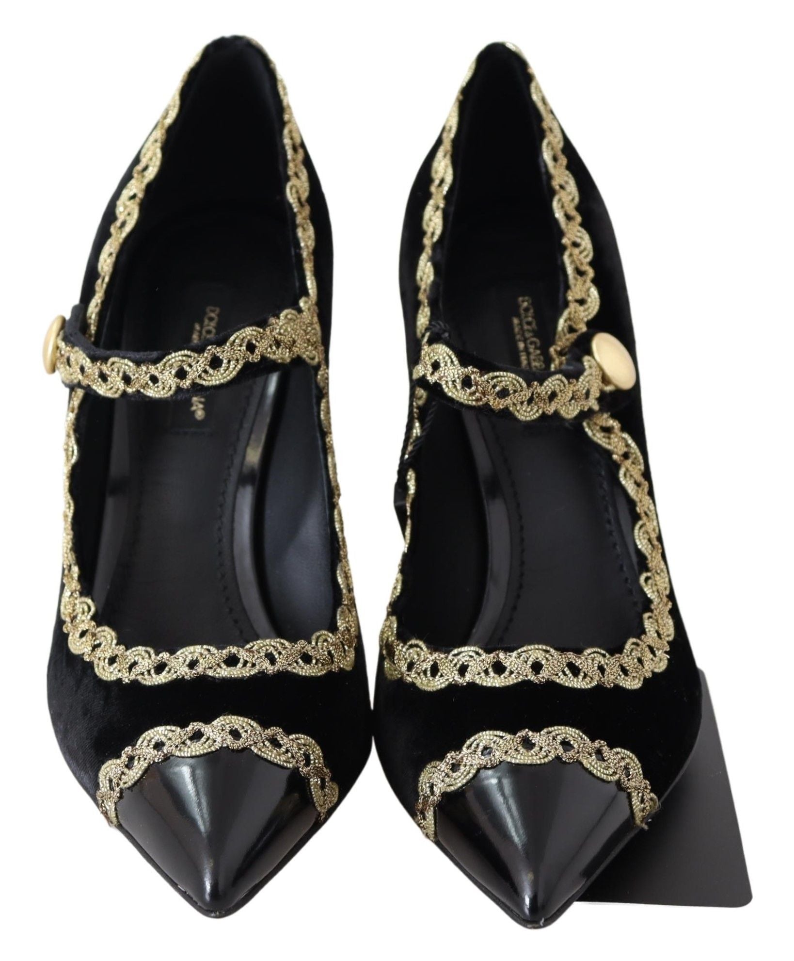 Dolce & Gabbana Elegant Velvet Patent Embroidered Pumps