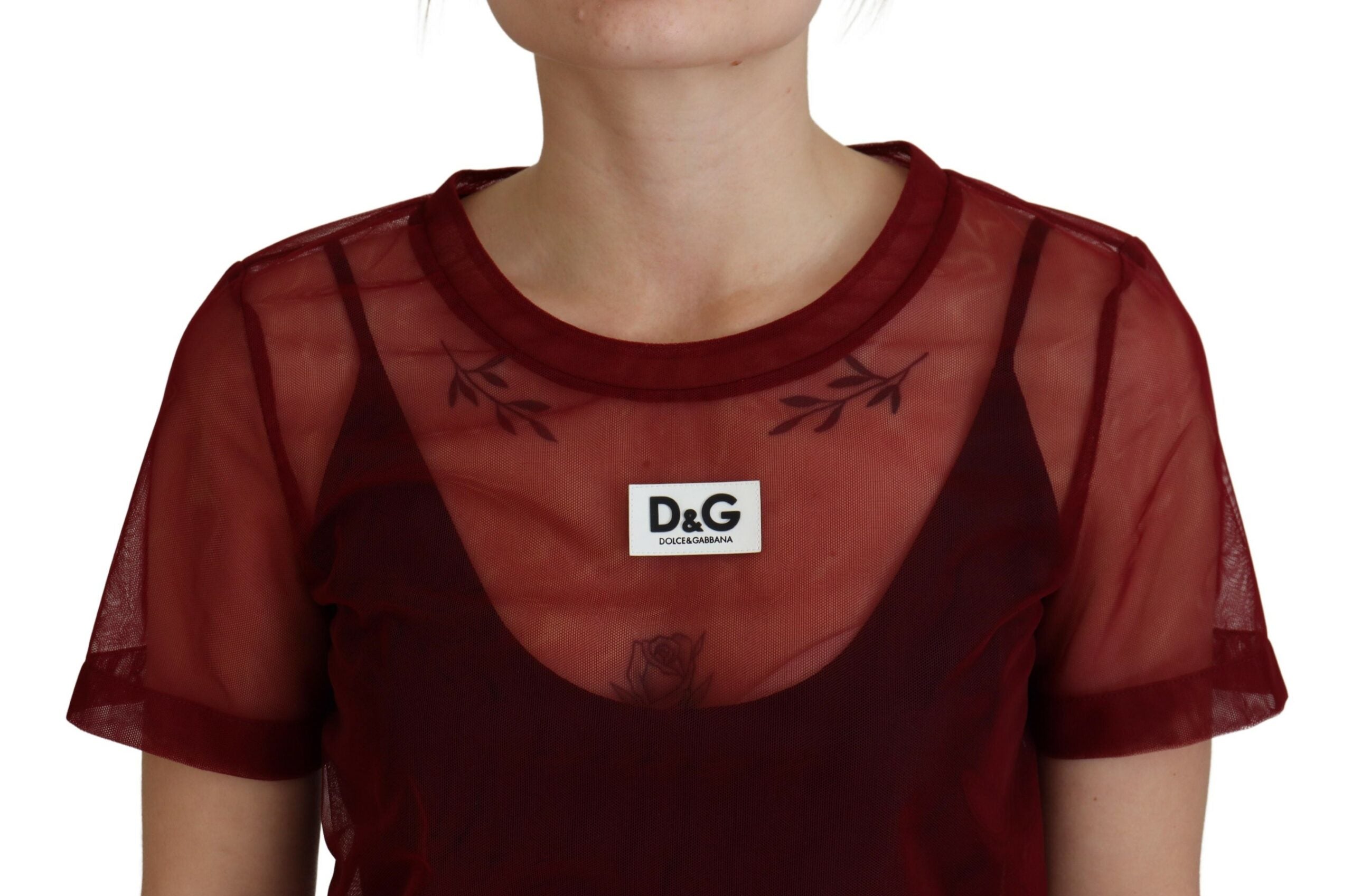 Dolce & Gabbana Maroon Nylon двуслойна мини рокля