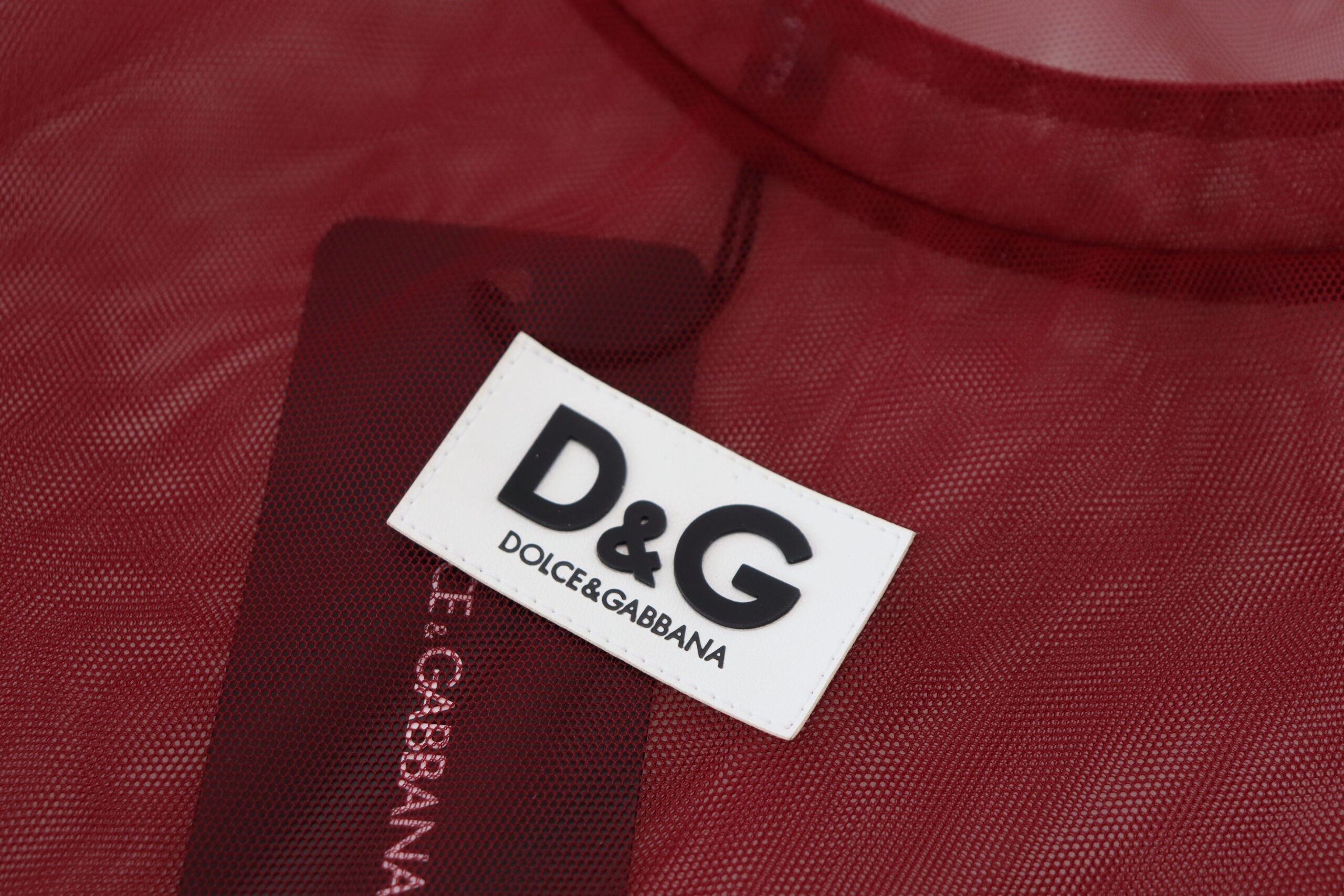 Dolce & Gabbana Maroon Nylon двуслойна мини рокля