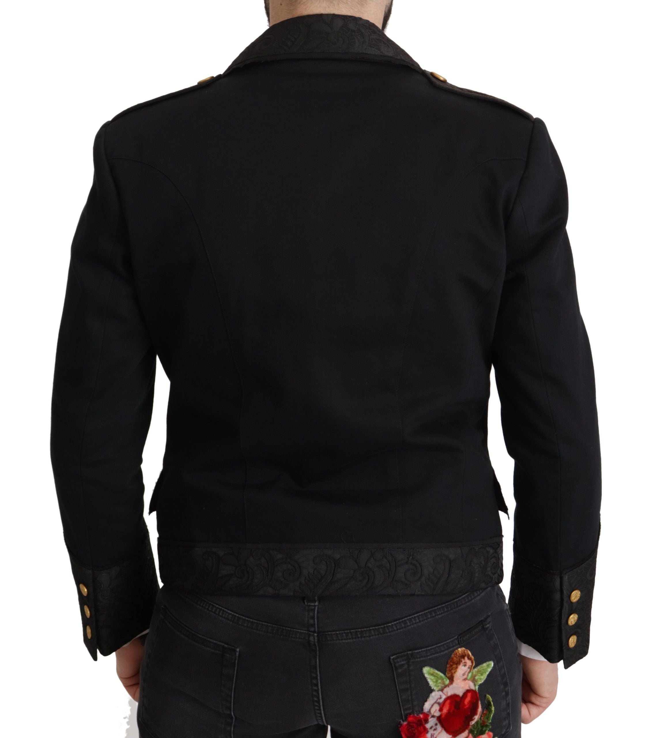 Dolce & Gabbana Черно копче, украсено яке от смесен памук