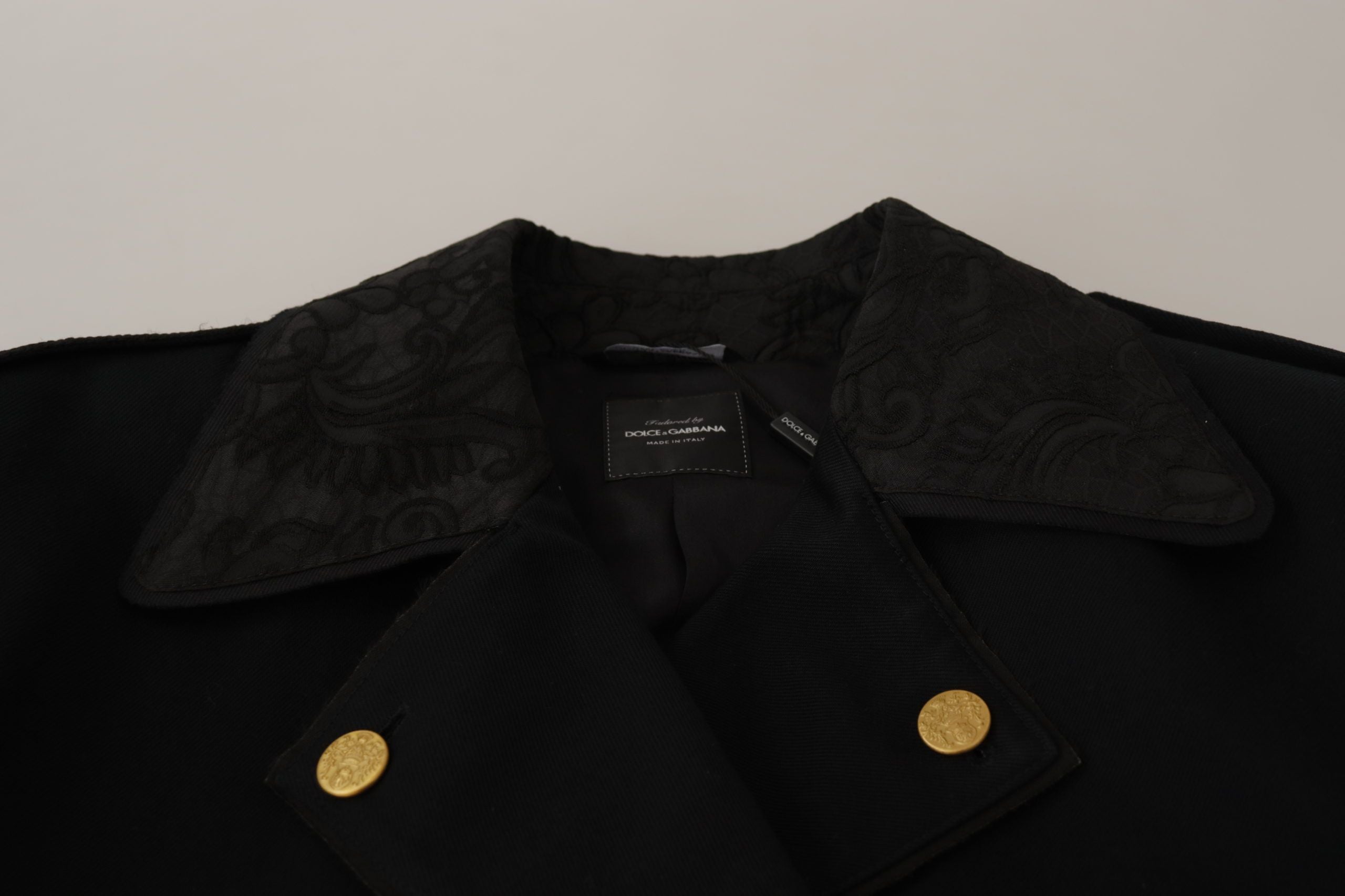 Dolce & Gabbana Черно копче, украсено яке от смесен памук