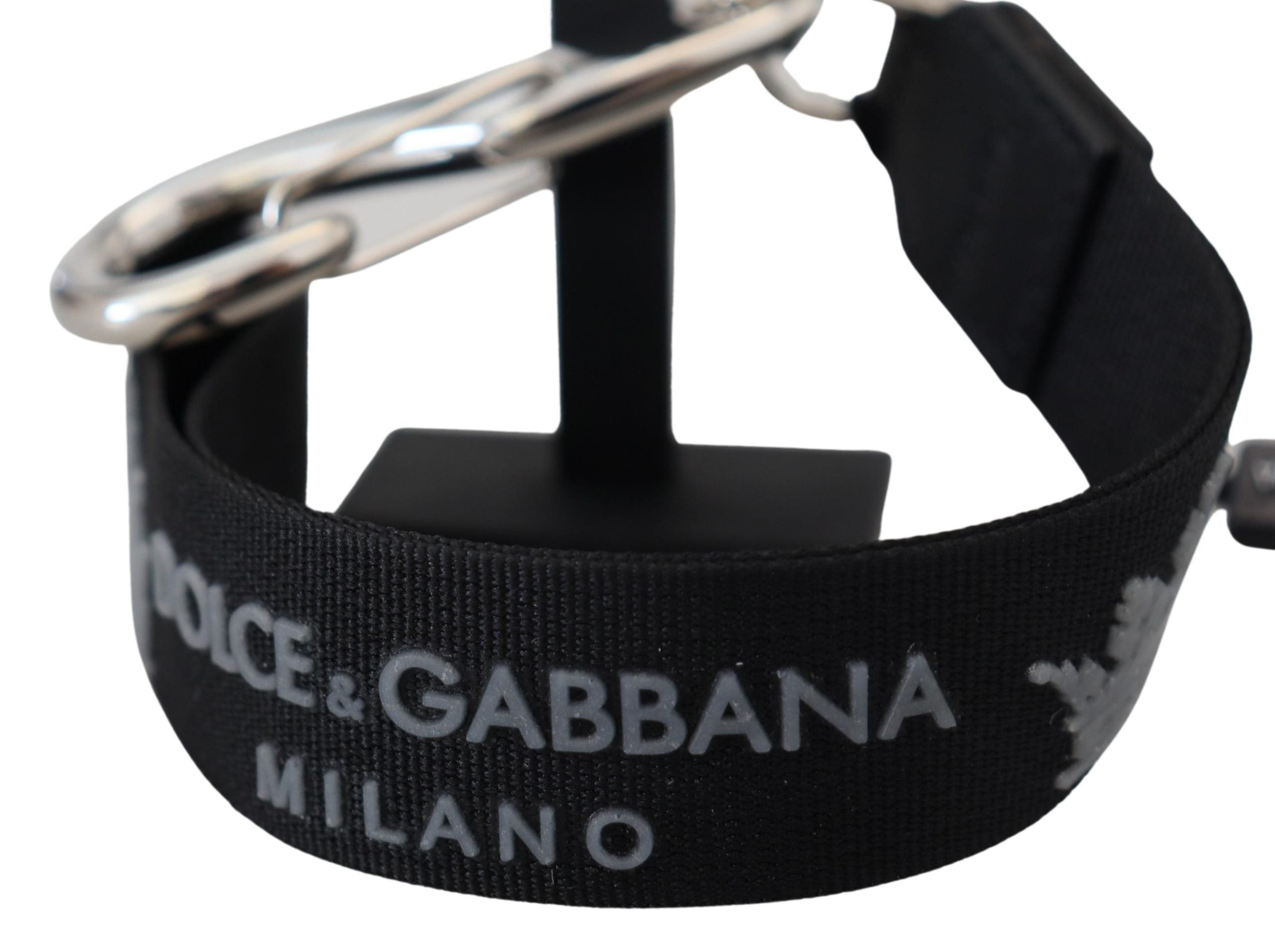 Dolce & Gabbana Elegant Black Charm Keychain with Brass Accents