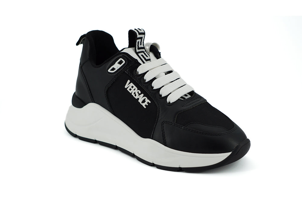 Versace Elegant Monochrome Leather Sneakers