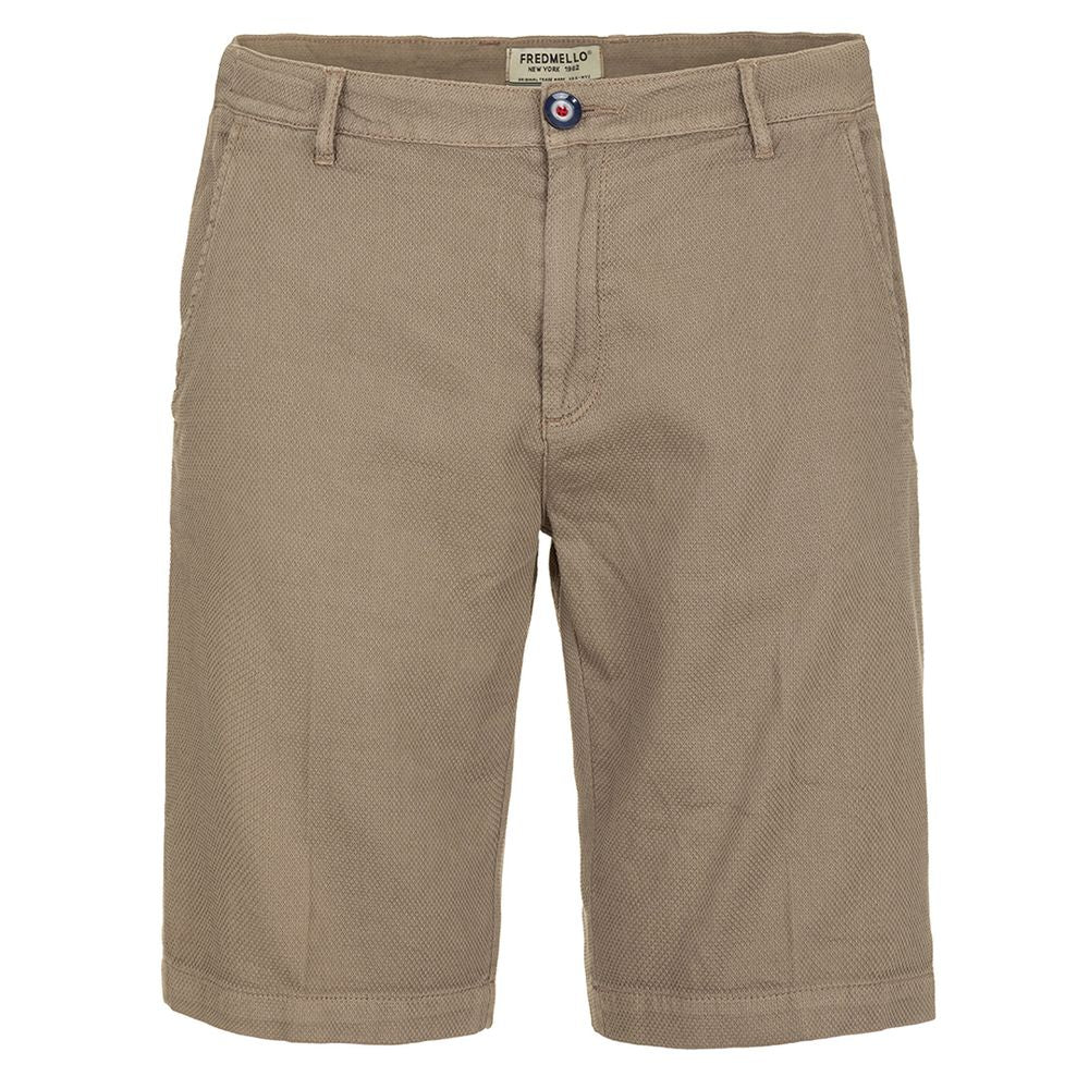 Fred Mello Summertime Sophistication Beige Cotton Shorts