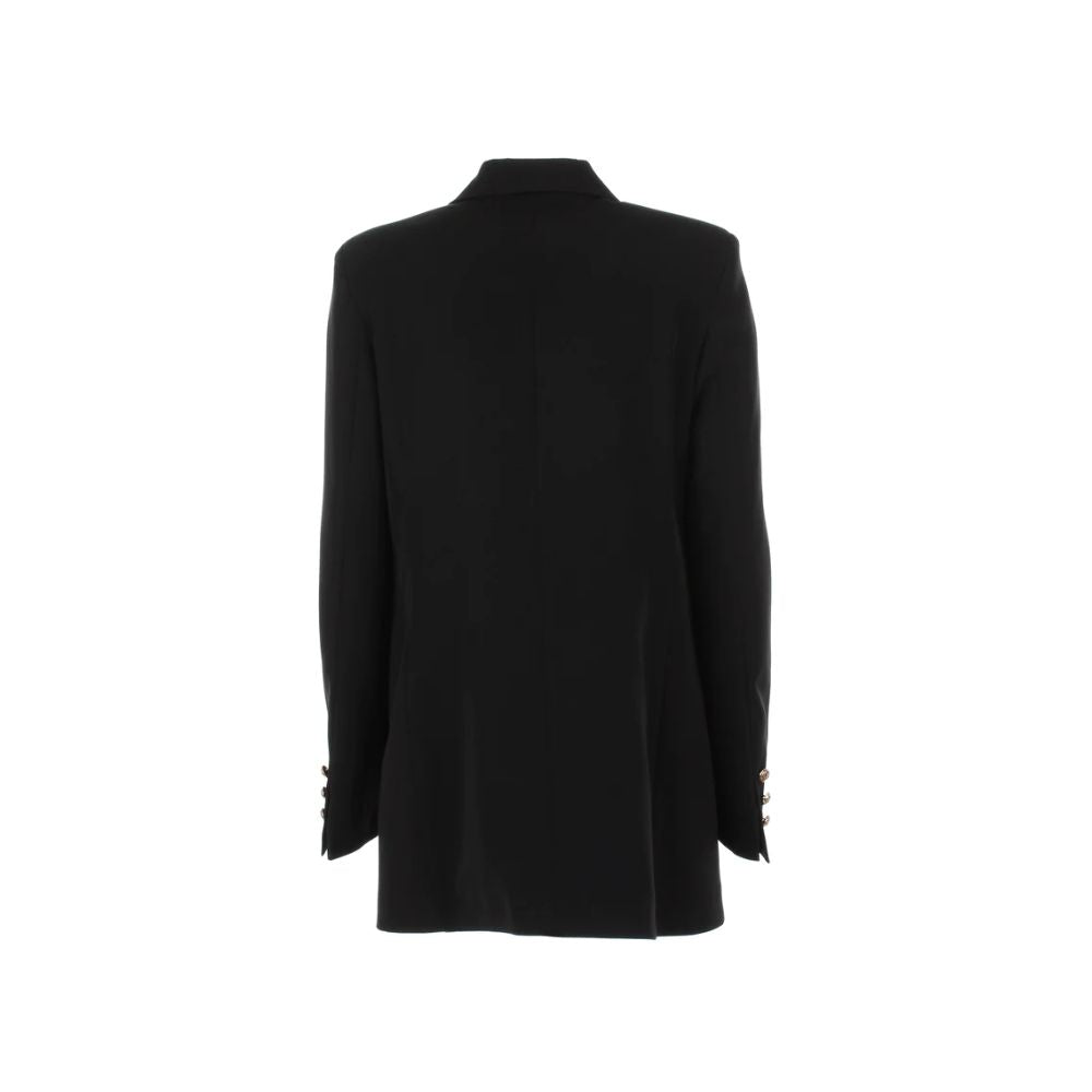 Yes Zee Elegant Black Crepe Double-Breasted Jacket