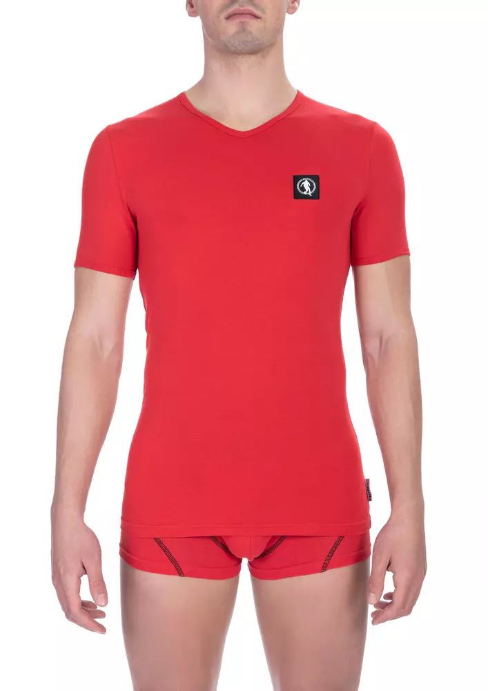 Червена памучна тениска Bikkembergs