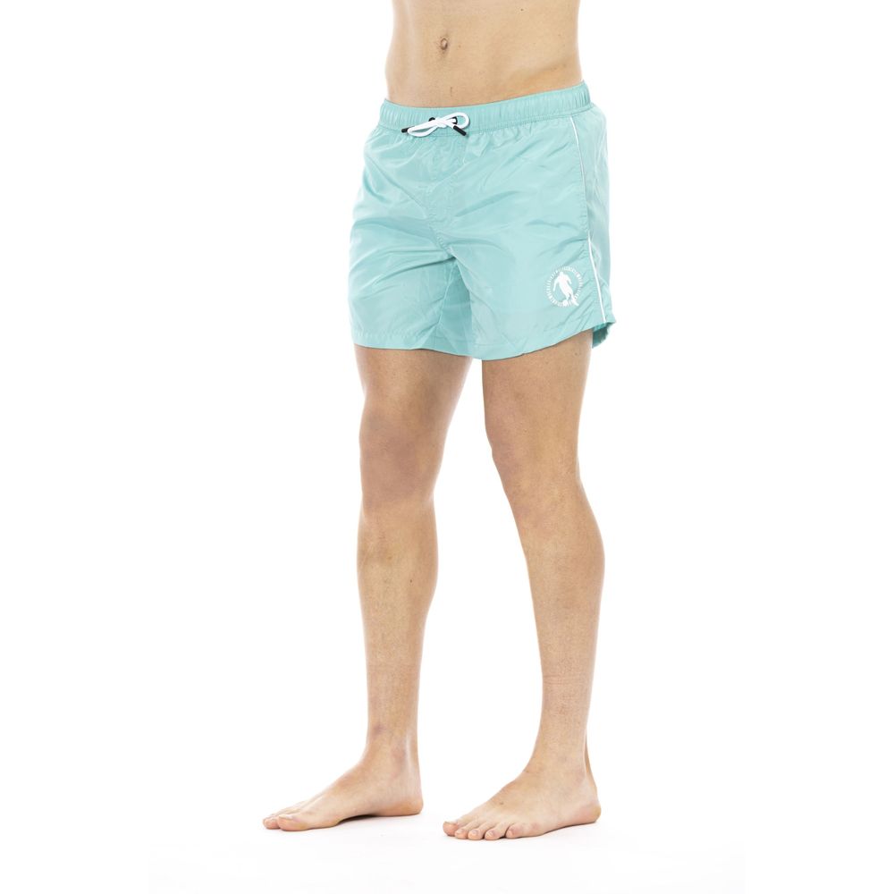 Bikkembergs Sleek Light Blue Swim Shorts with Front Print