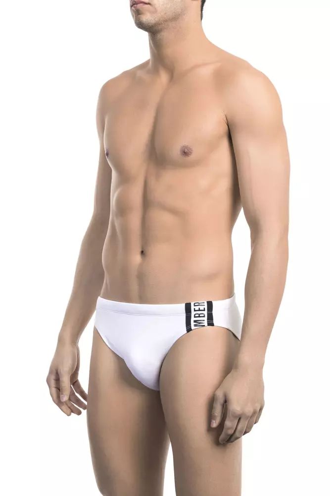 Bikkembergs Chic White Speedo with Side Print Detail