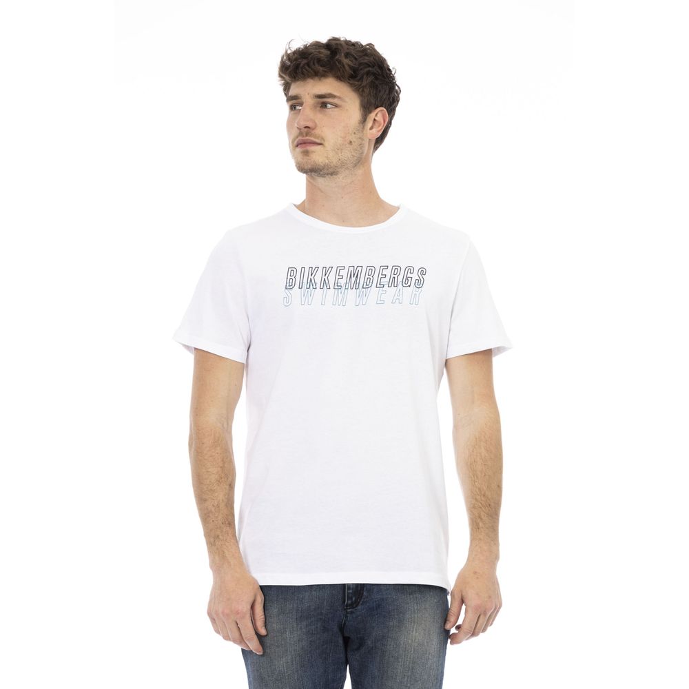 Бяла памучна тениска Bikkembergs