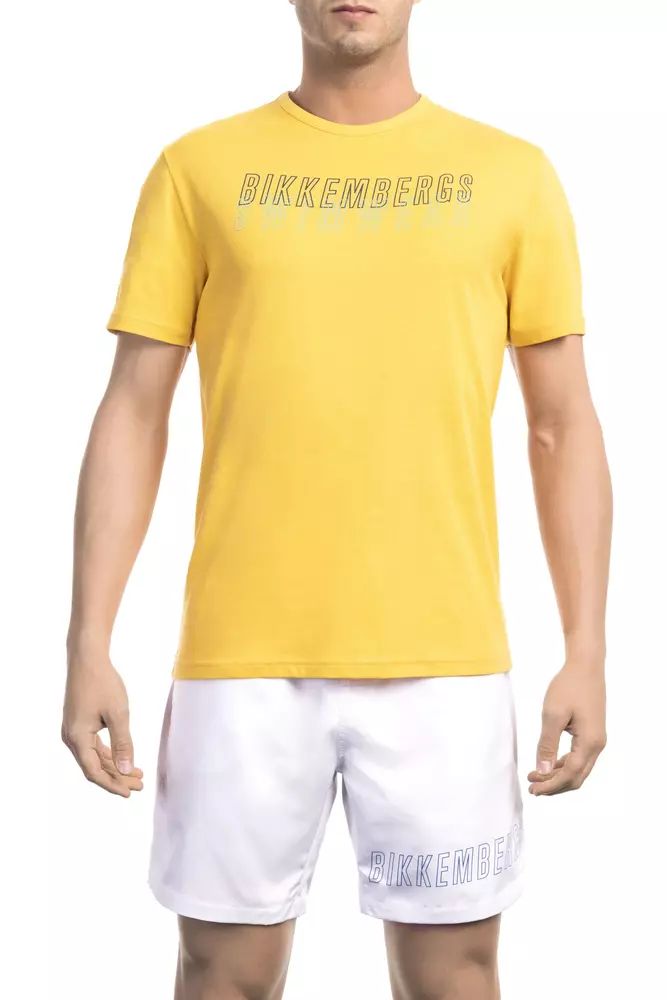 Жълта памучна тениска Bikkembergs