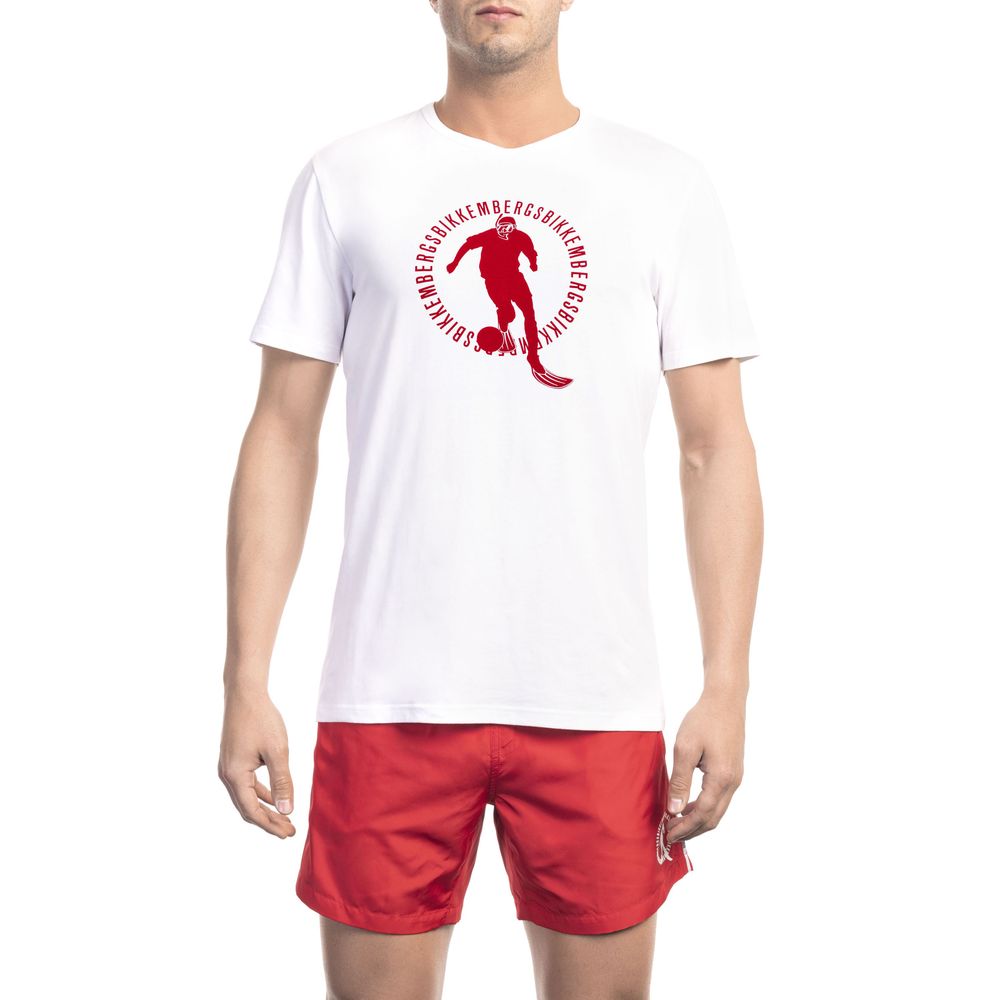 Бяла памучна тениска Bikkembergs