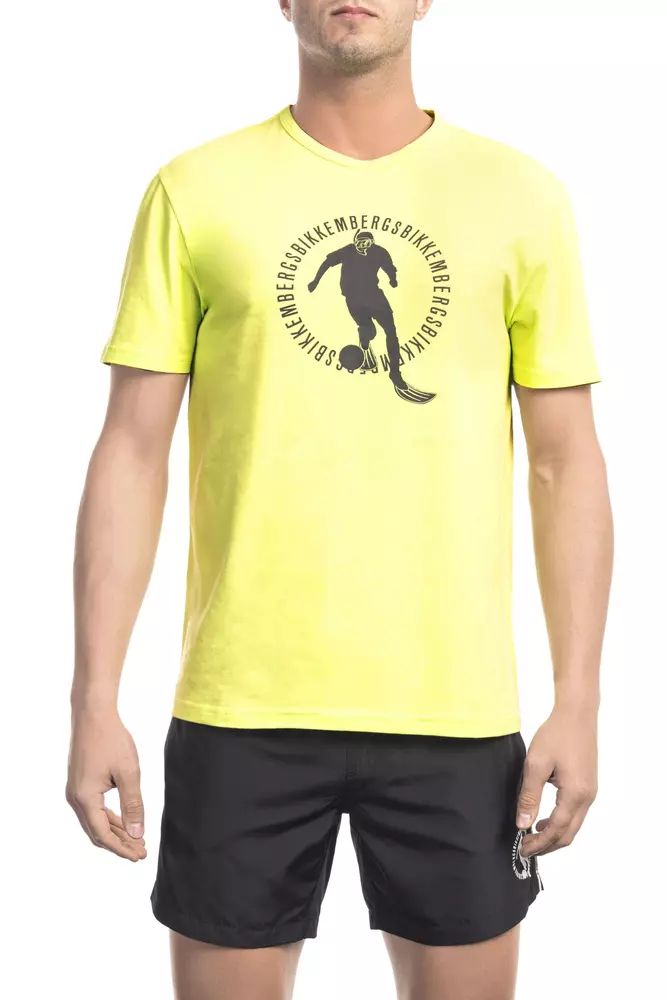 Жълта памучна тениска Bikkembergs