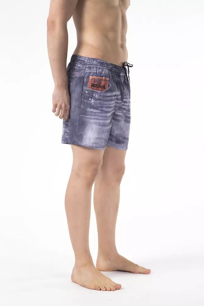 Син полиестерен бански костюм Just Cavalli