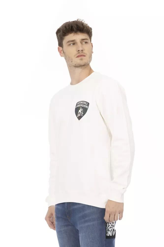 Automobili Lamborghini Sleek White Crewneck Shield Logo Sweater