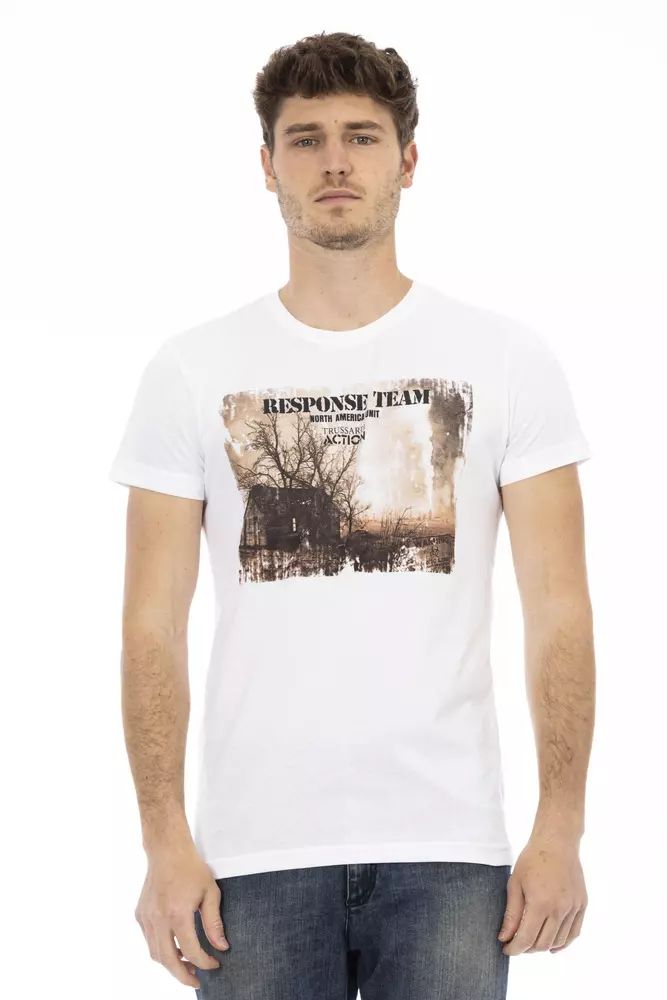 Бяла памучна тениска Trussardi Action