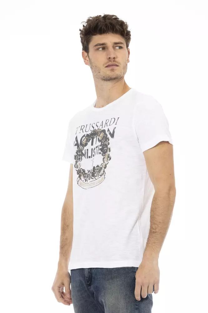 Бяла памучна тениска Trussardi Action