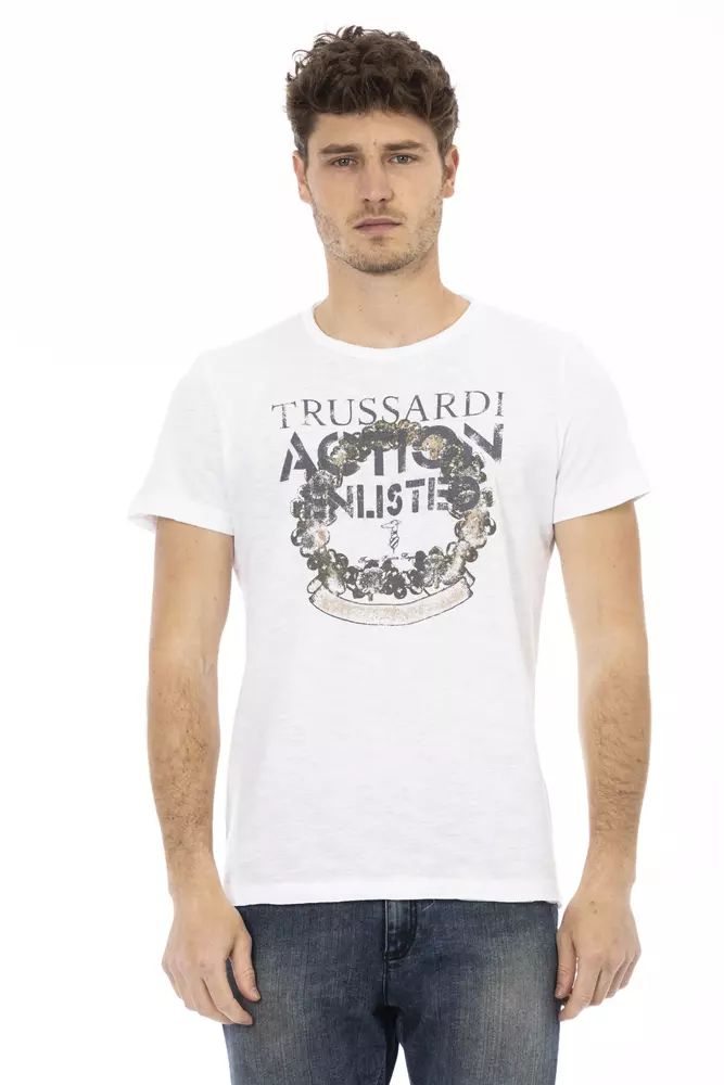Бяла памучна тениска Trussardi Action