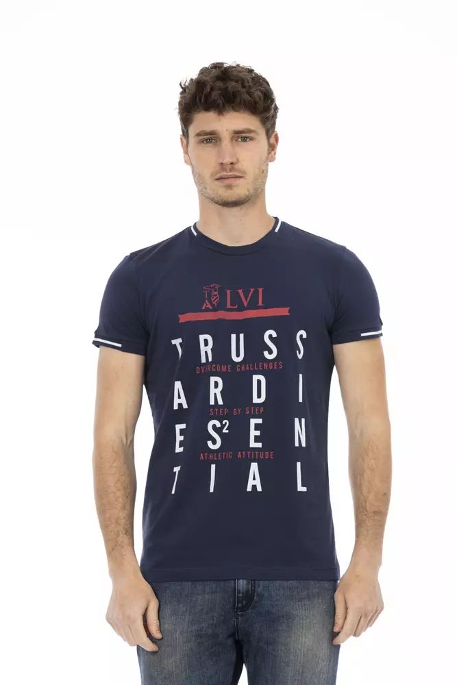 Синя памучна тениска Trussardi Action